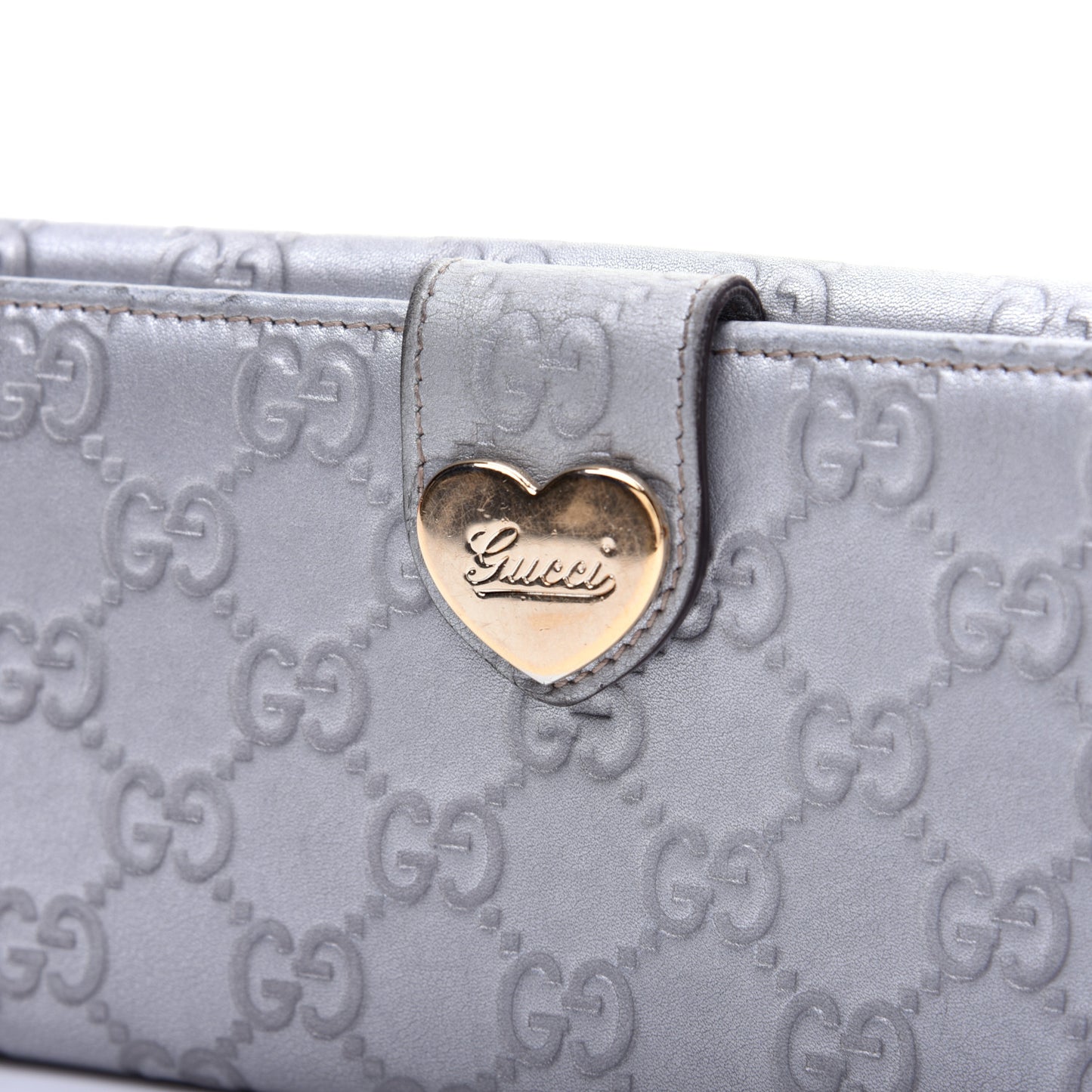 Guccissima Heart Continental Wallet Silver
