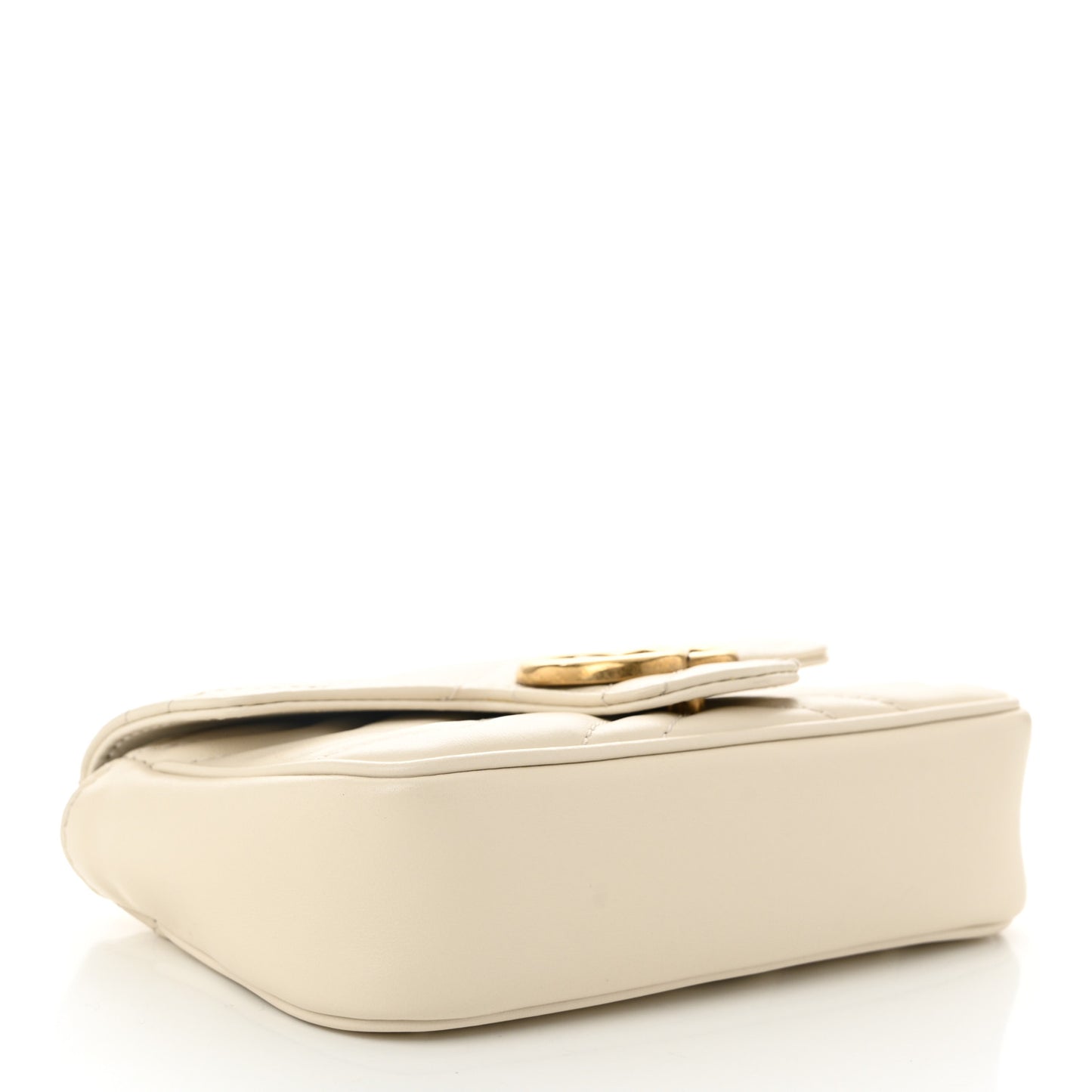 Calfskin Matelasse Super Mini GG Marmont Shoulder Bag White