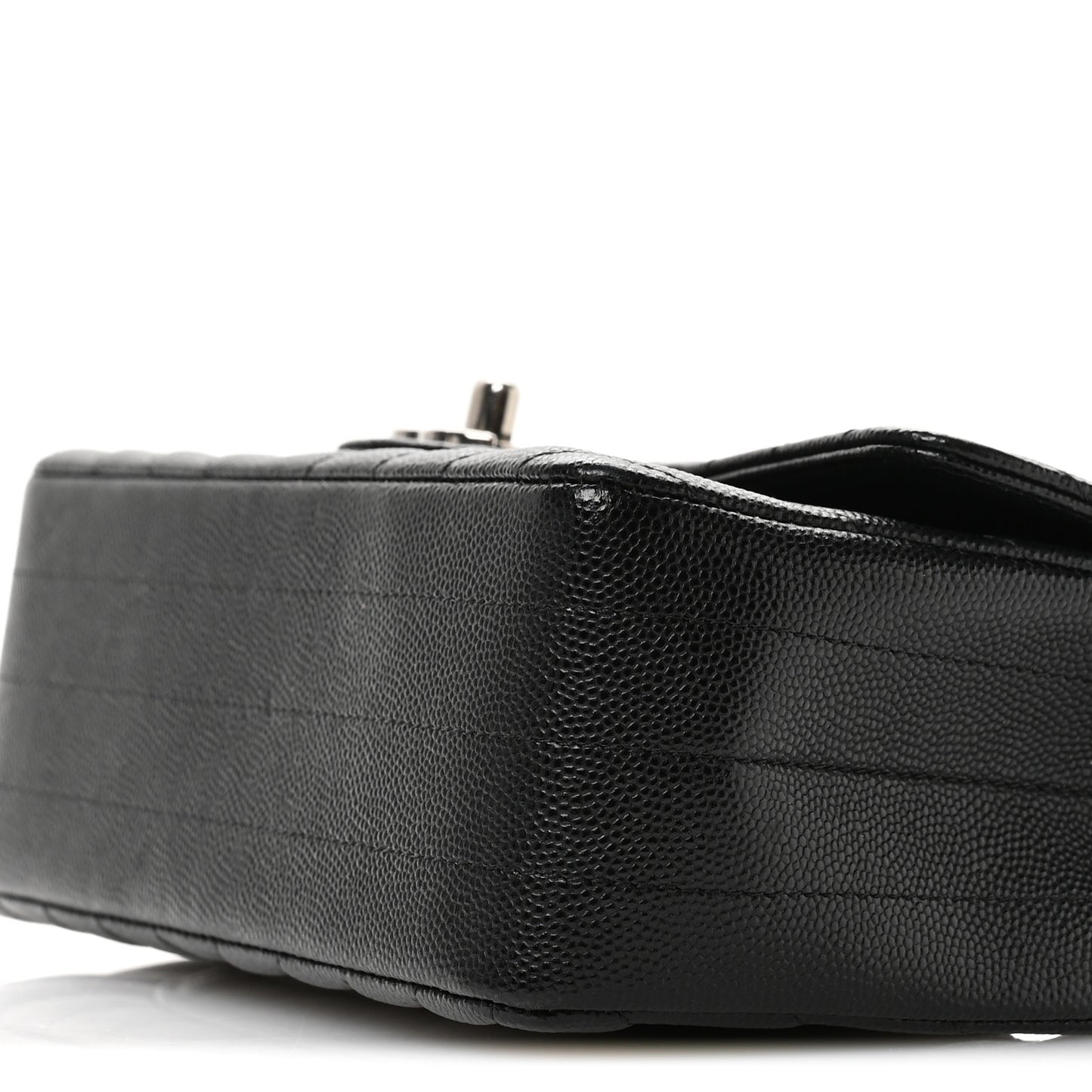 Caviar Chevron Quilted Mini Rectangular Flap Black