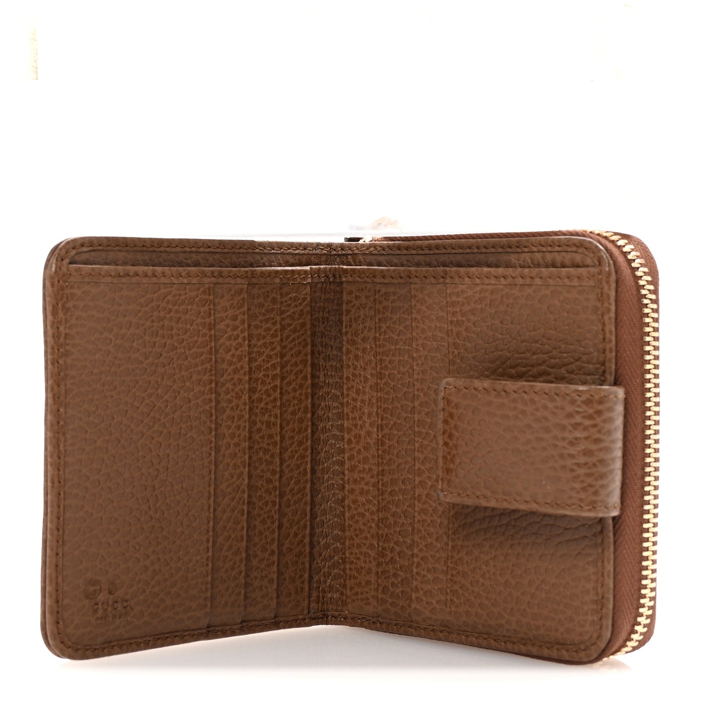 Monogram Dollar Calfskin Zip Around French Wallet Beige Ebony Tabacco