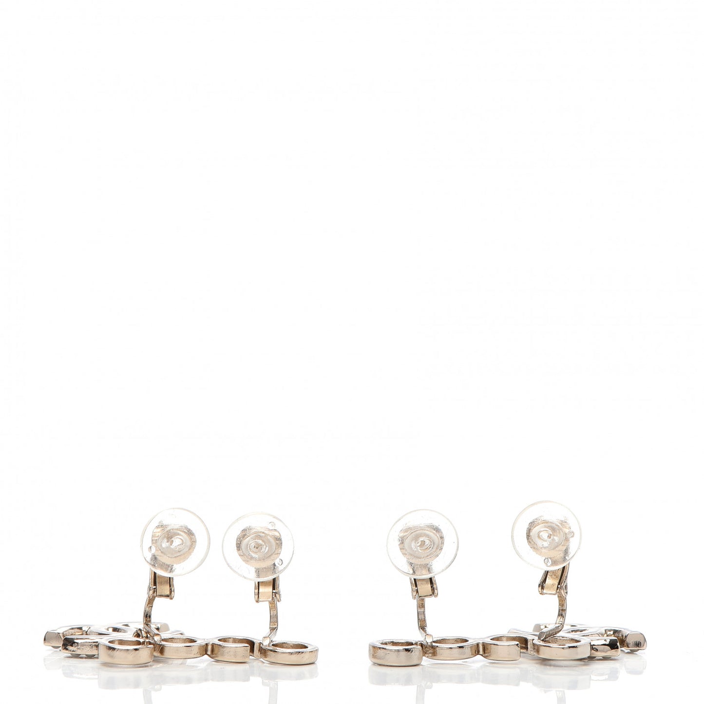 Metal Pearl CC Coco Climber Clip On Earrings Gold