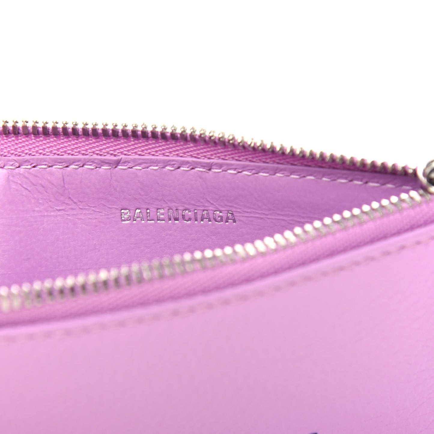 Grained Calfskin Logo Large Cash Long Coin Card Holder Lilac Black