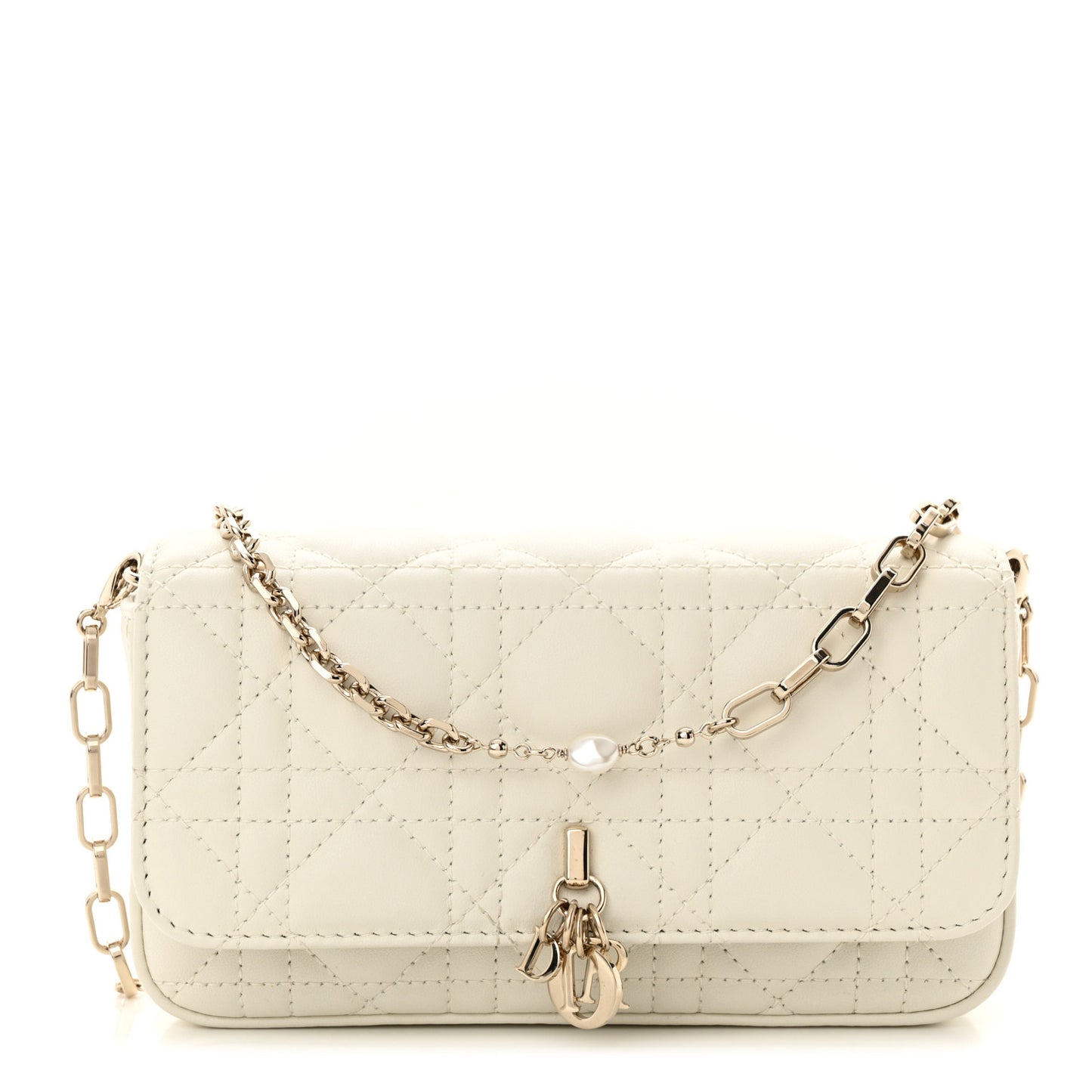 Lambskin Cannage Dior Talk Phone Pouch Latte