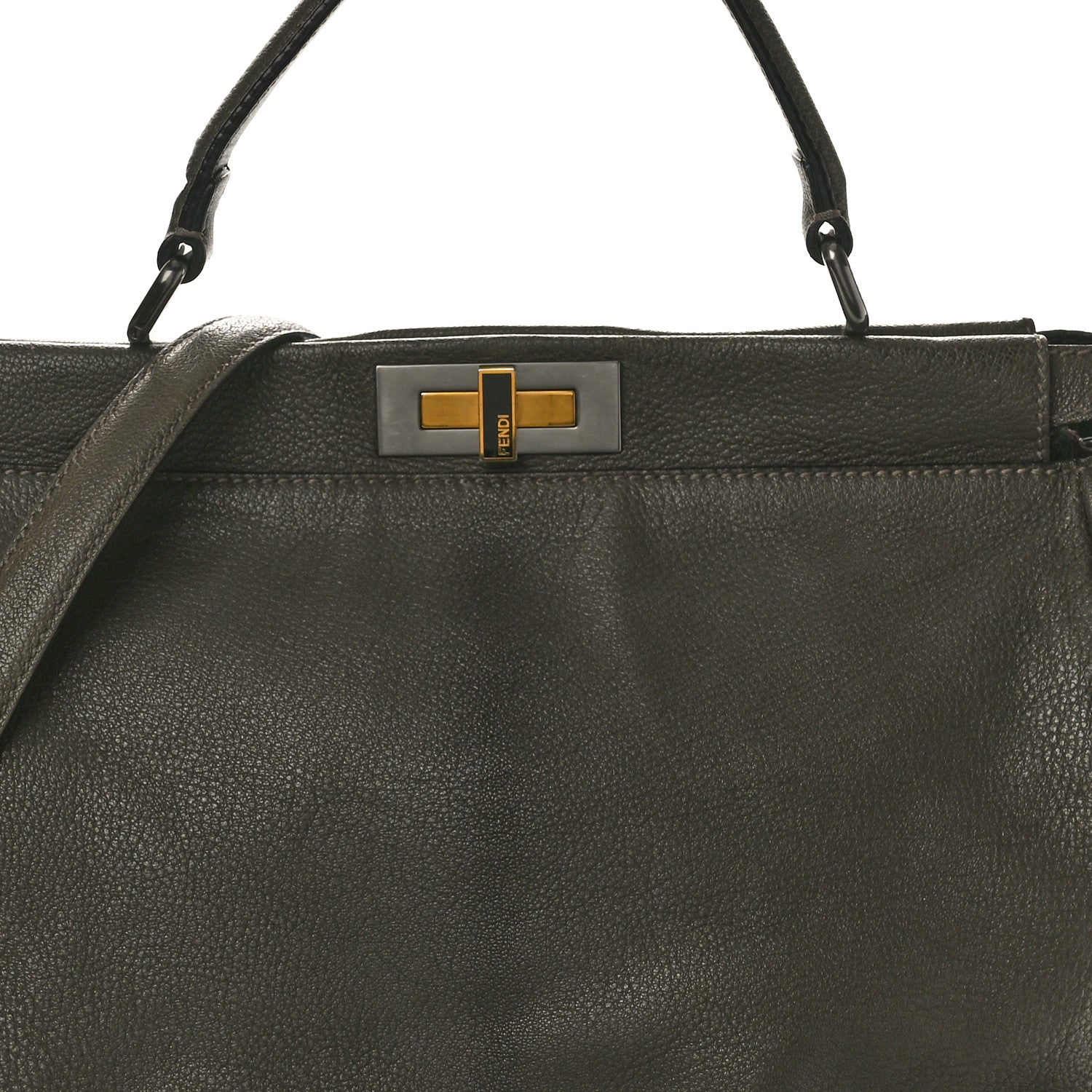Fendi Goatskin Zucca Large Peekaboo Iconic Satchel Taupe Tobacco Moro 8 of 16