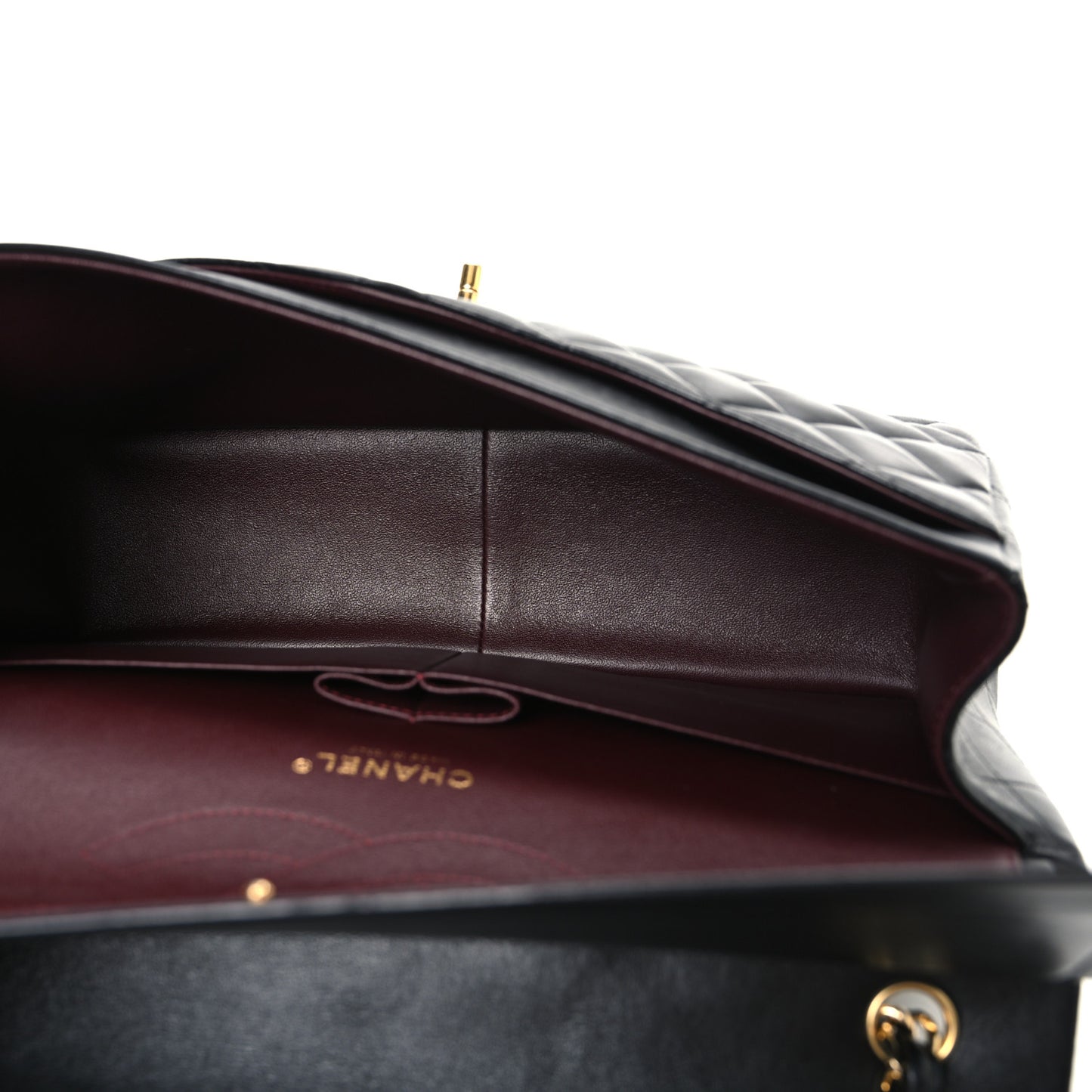 Lambskin Quilted Jumbo Double Flap Black