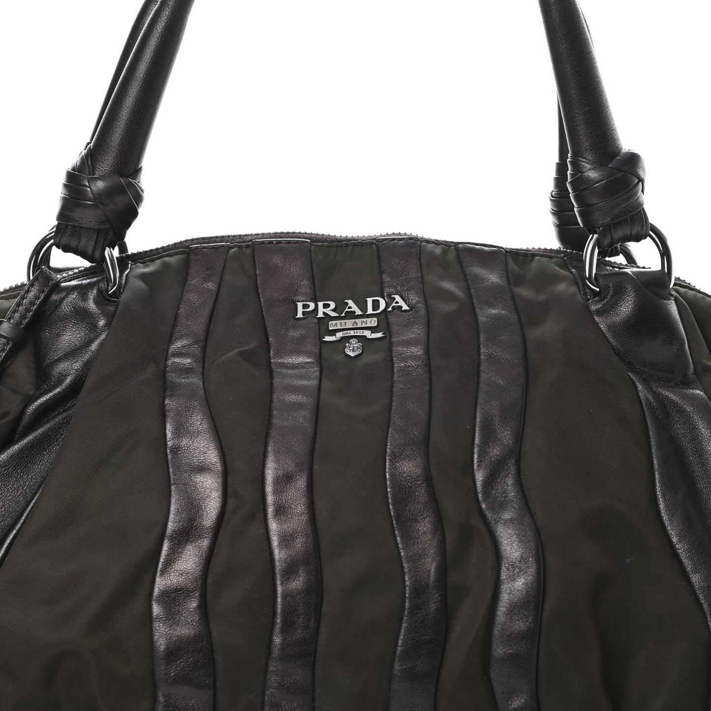 Nappa Tessuto Nylon Mordore Stripes Bag Green