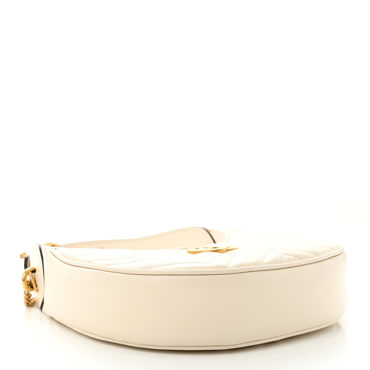 Calfskin Matelasse Chevron Mini GG Marmont Half Moon Hobo Mystic White