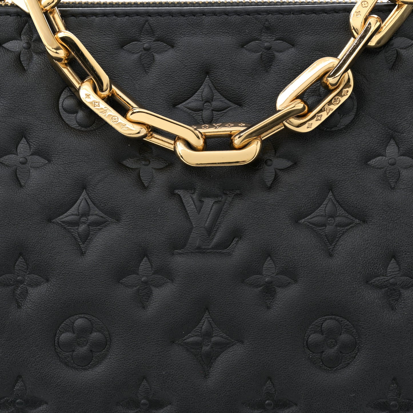 Lambskin Embossed Monogram Coussin PM Black