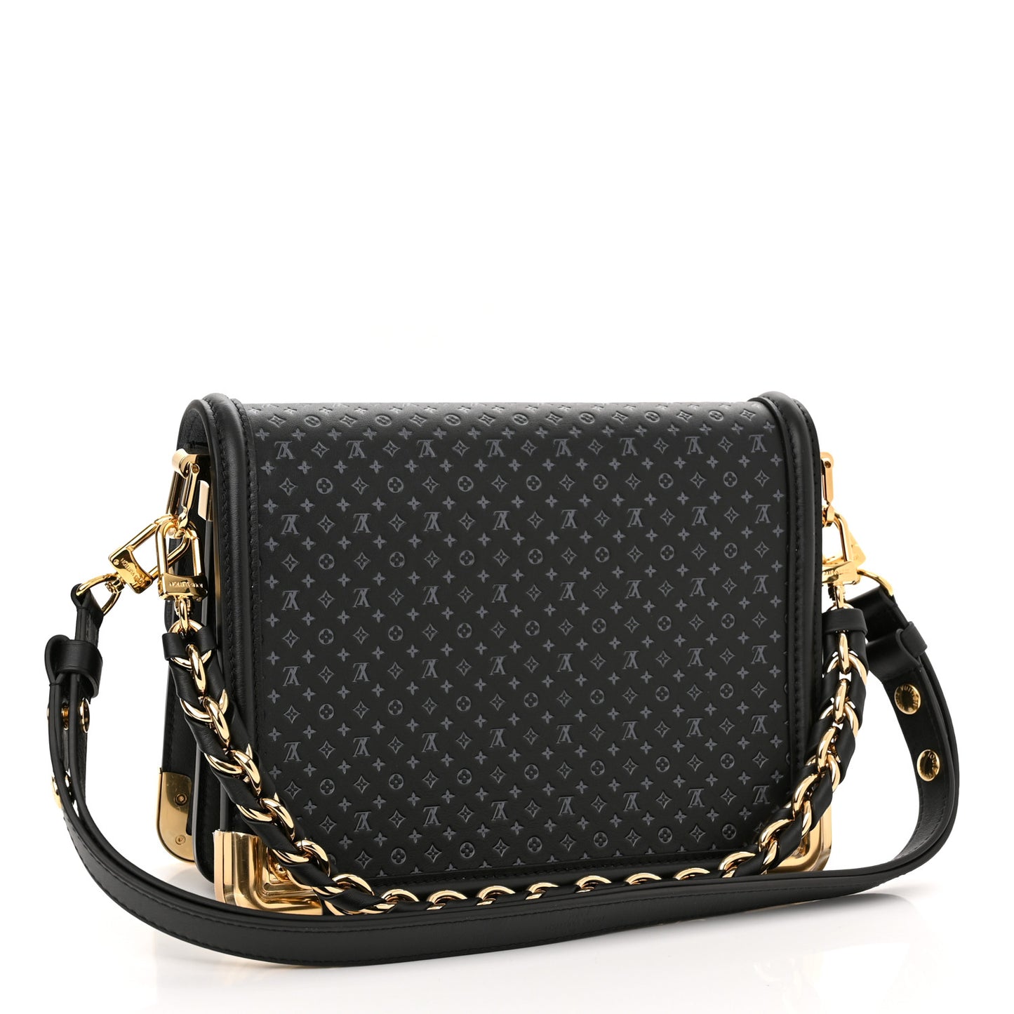 Calfskin Nanogram Embossed Dauphine MM Black