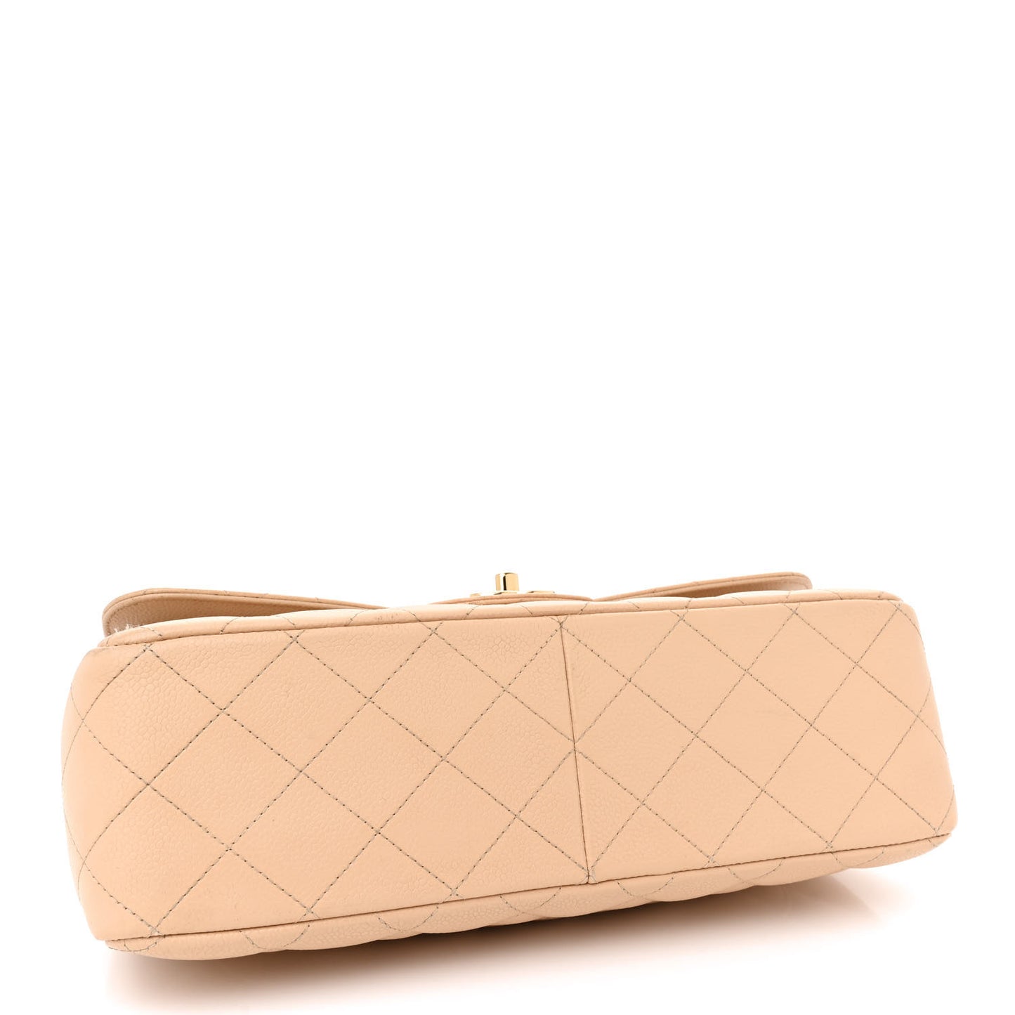 Caviar Quilted Jumbo Double Flap Beige Clair