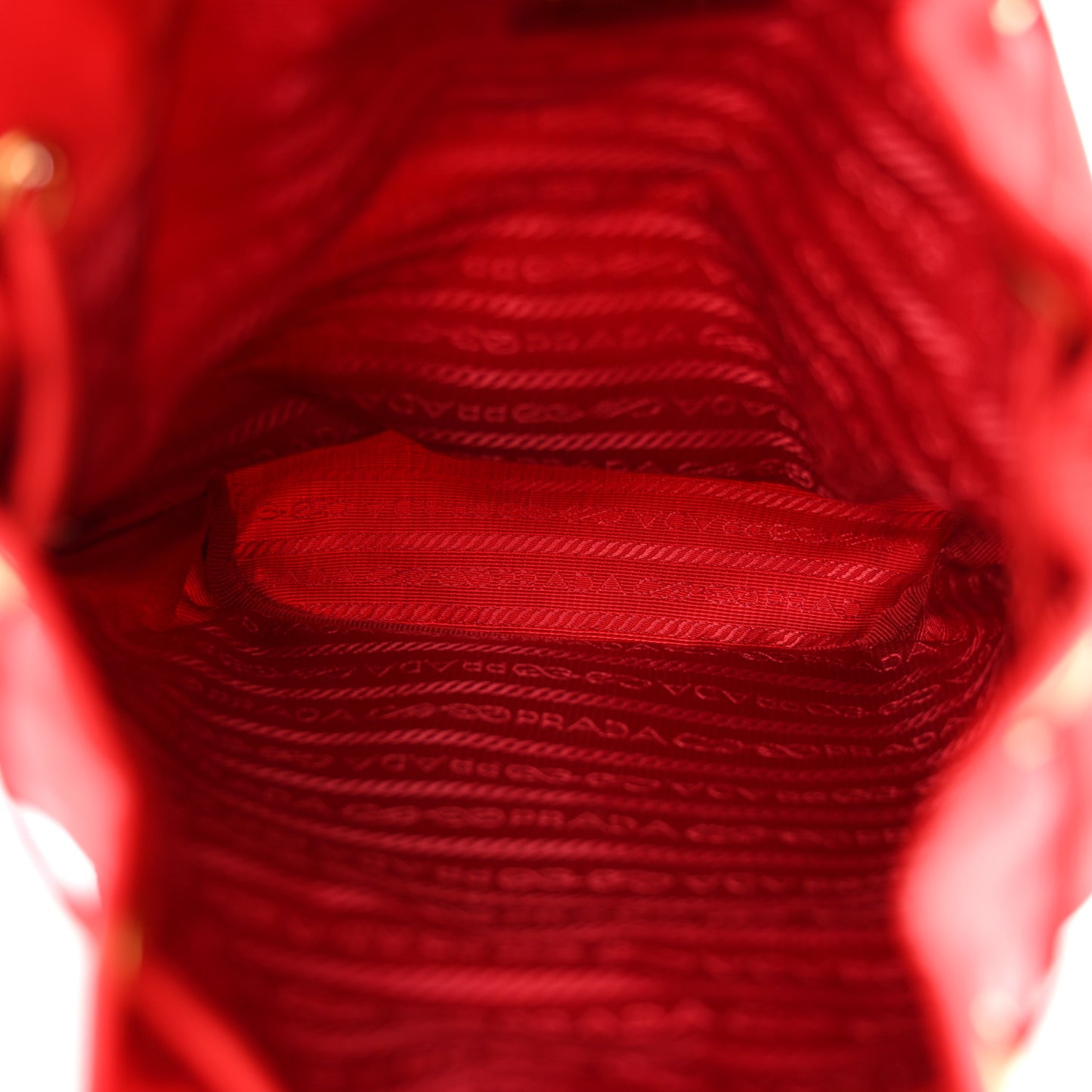 Saffiano Tessuto Nylon Mini Bucket Crossbody Bag Fuoco