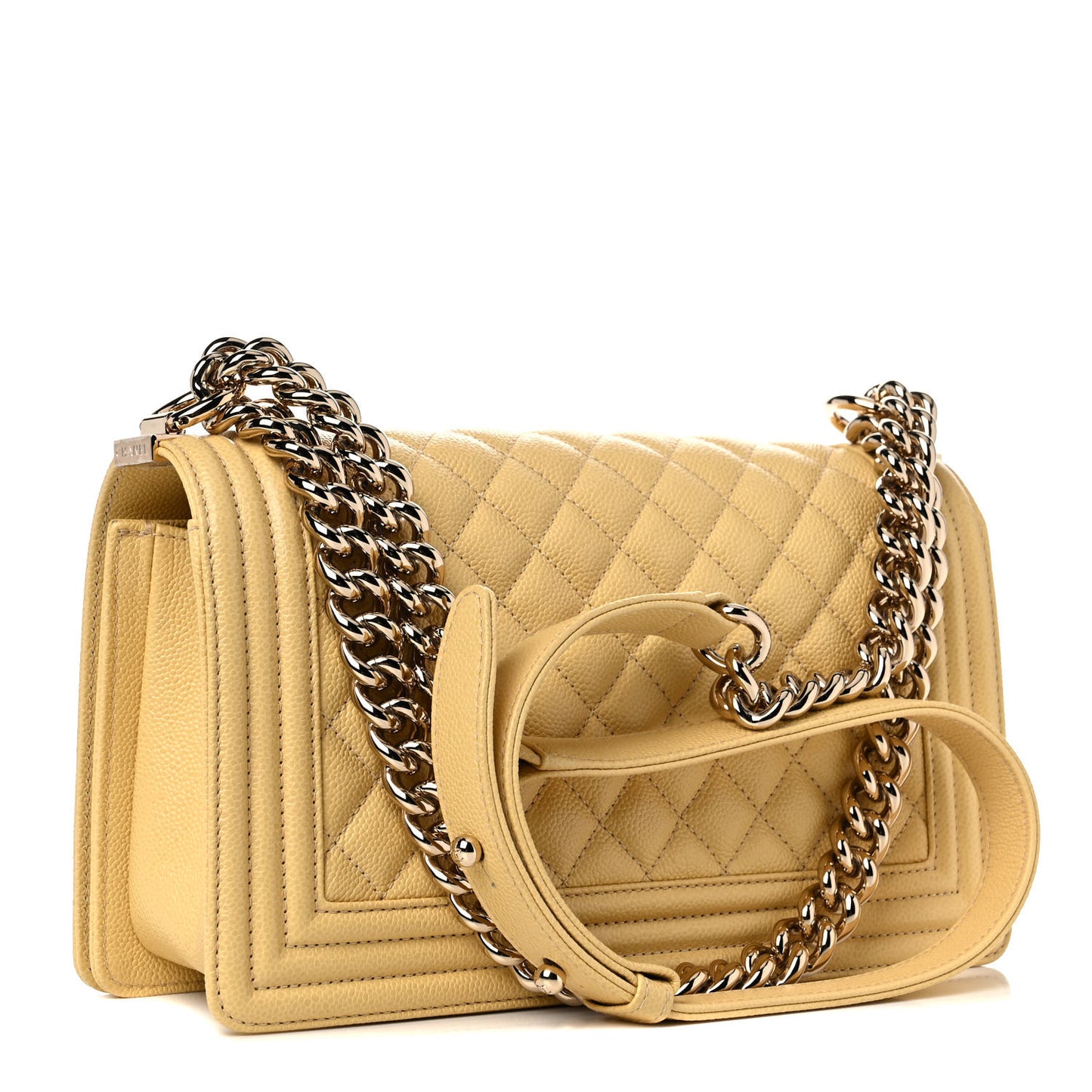 Caviar Quilted Medium Boy Flap Yellow