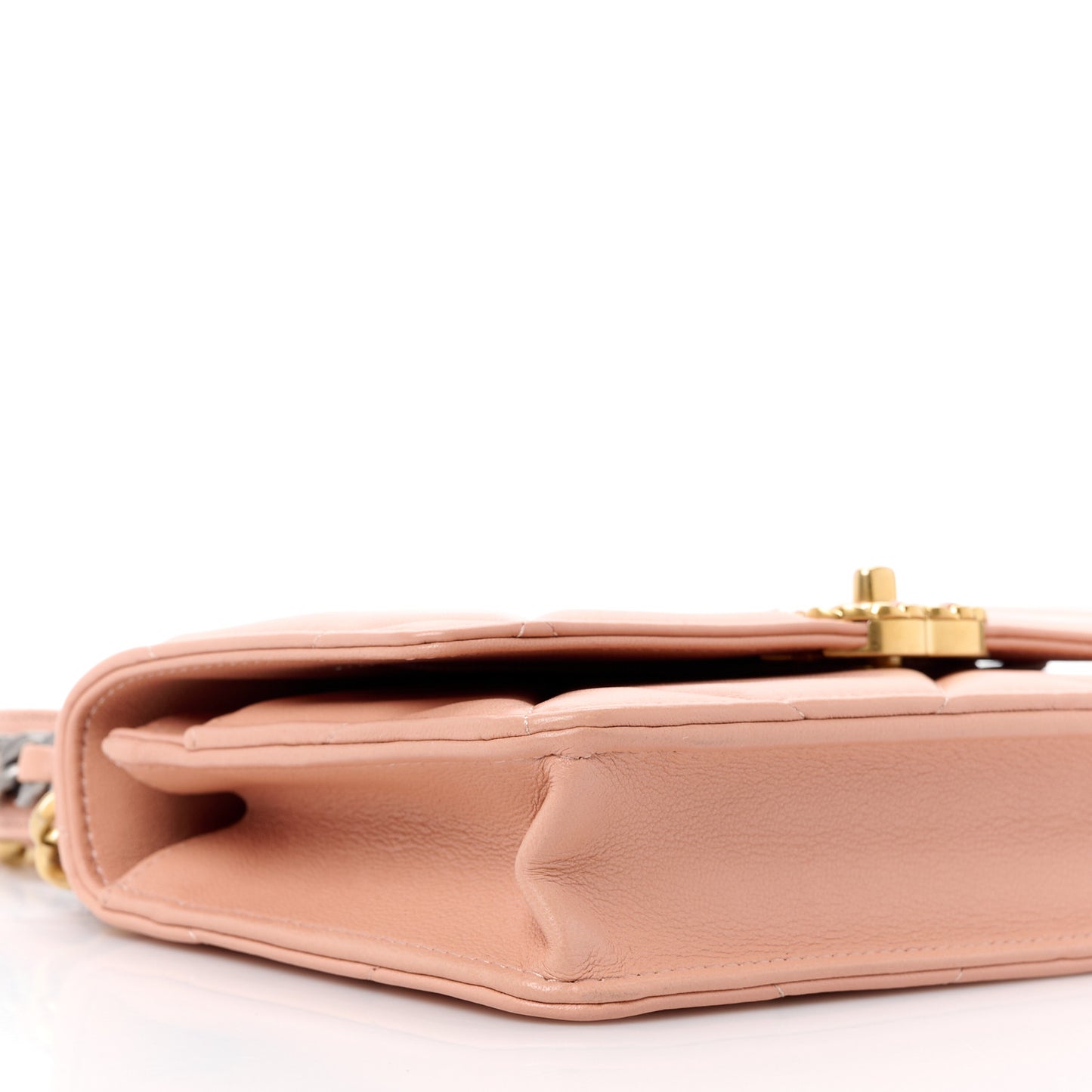 Lambskin Quilted Chanel 19 Wallet On Chain WOC Beige