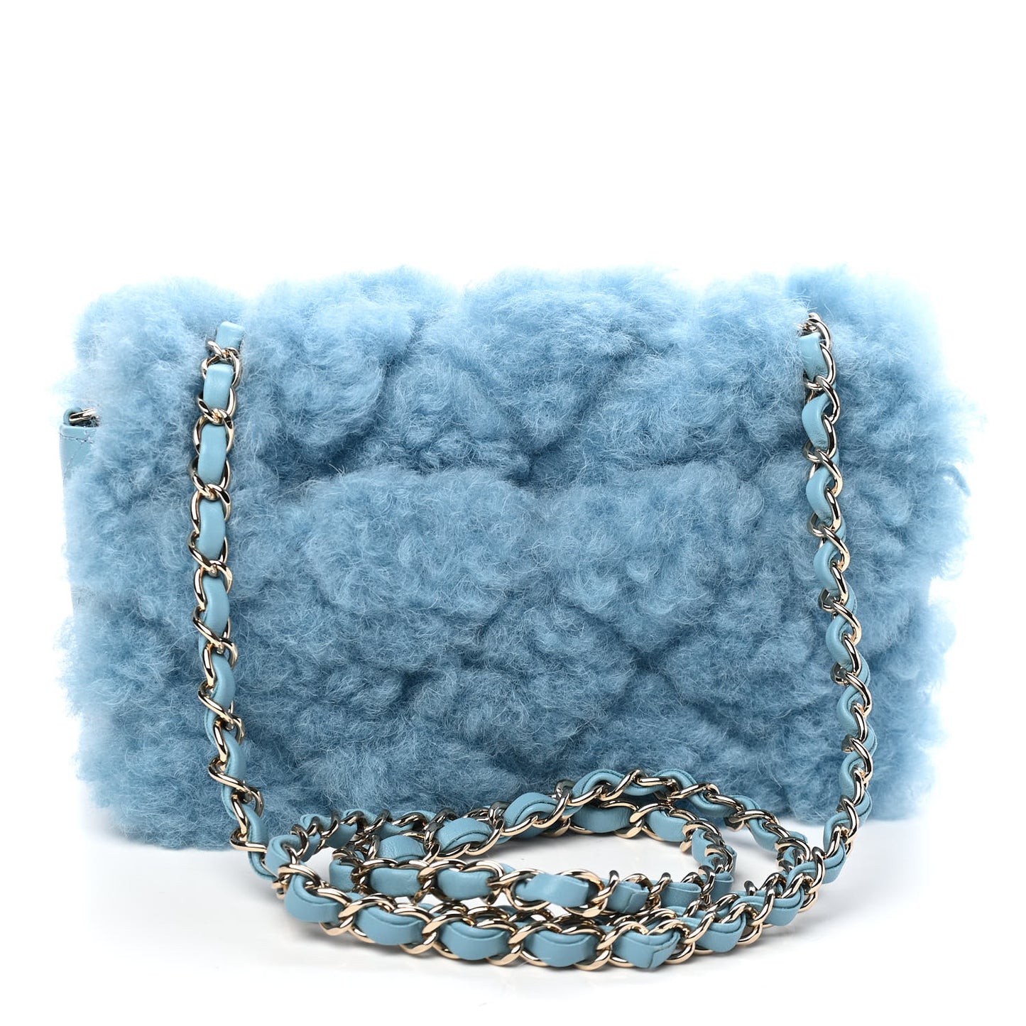 Shearling Lambskin Quilted Flap Blue