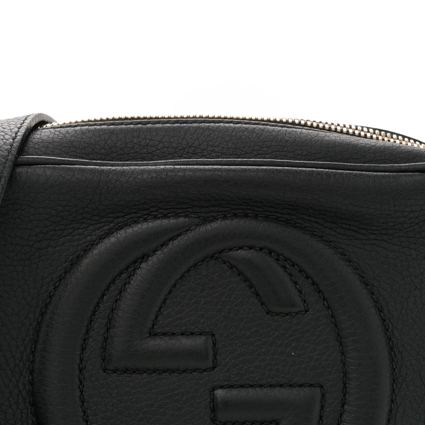 Pebbled Calfskin Small Soho Disco Bag Black