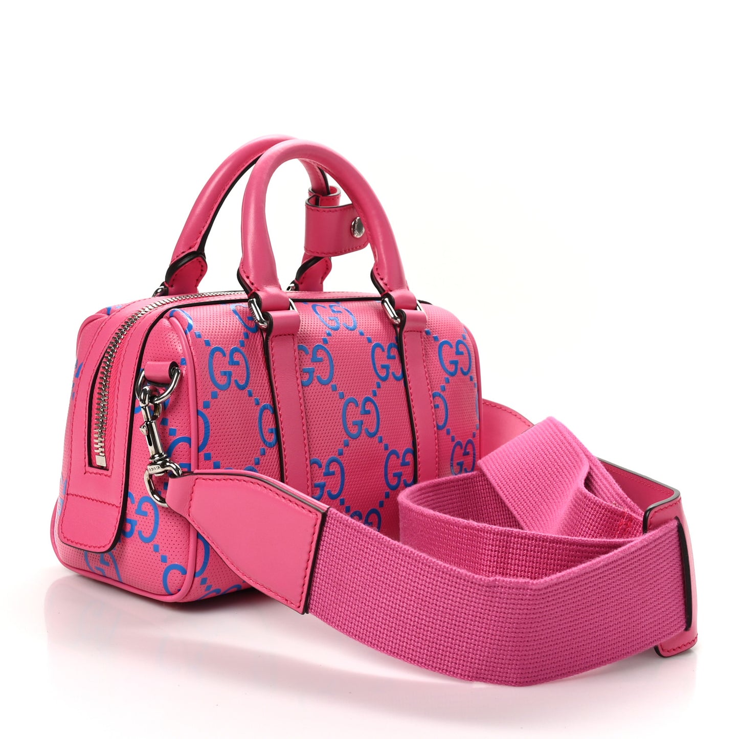 Calfskin GG Tennis Bi-Color Embossed Mini Duffle Bag Modern Fucsia Modern Blue