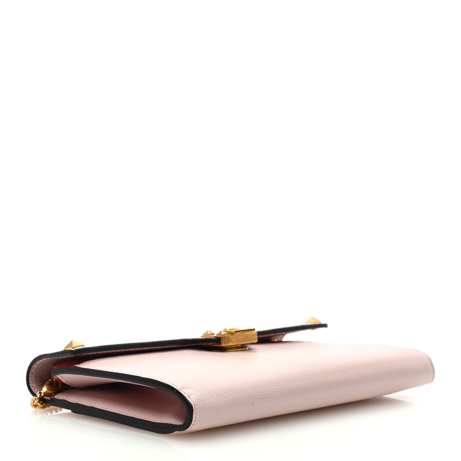 Valentino Garavani Grainy Calfskin Rockstud Alcove Wallet On Chain Rose Quartz 4 of 8