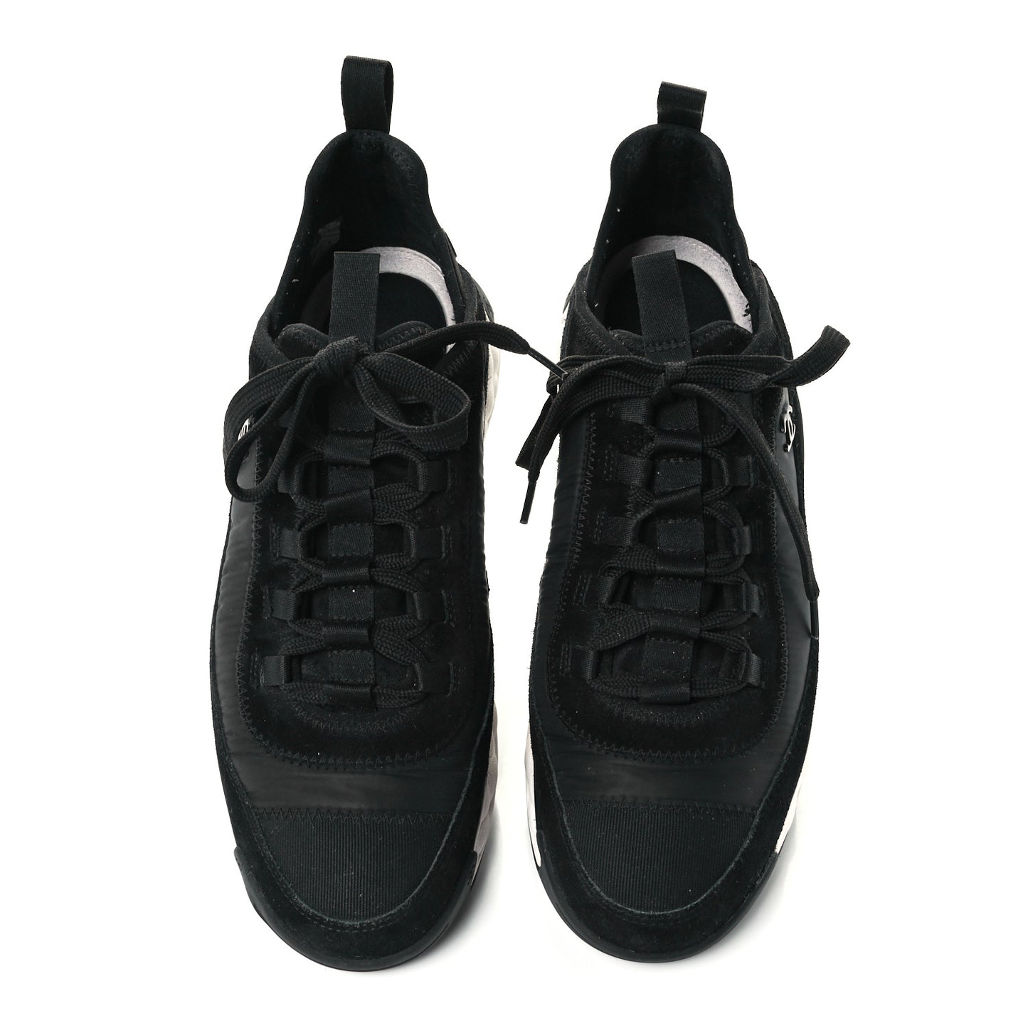 Velvet Calfskin Mixed Fibers CC Sneakers 41.5 Black