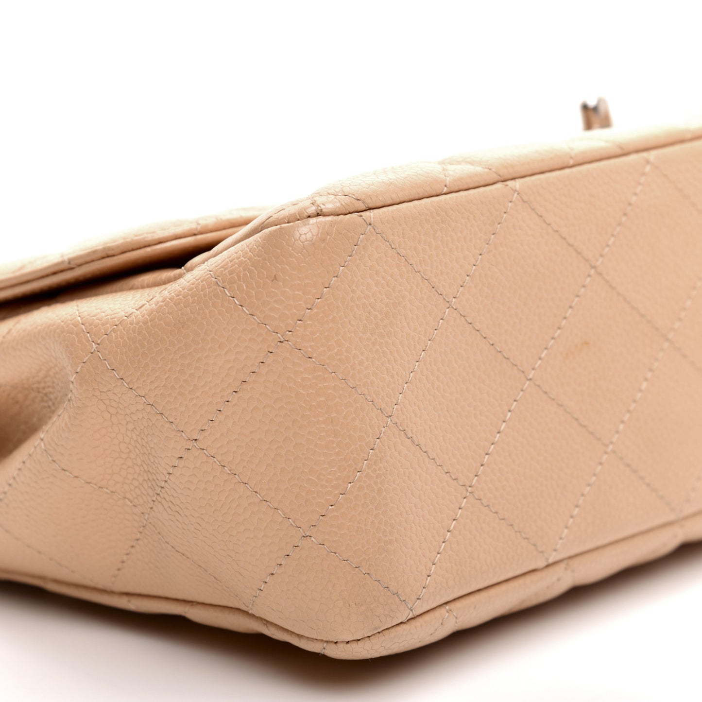 Caviar Quilted Jumbo Single Flap Beige