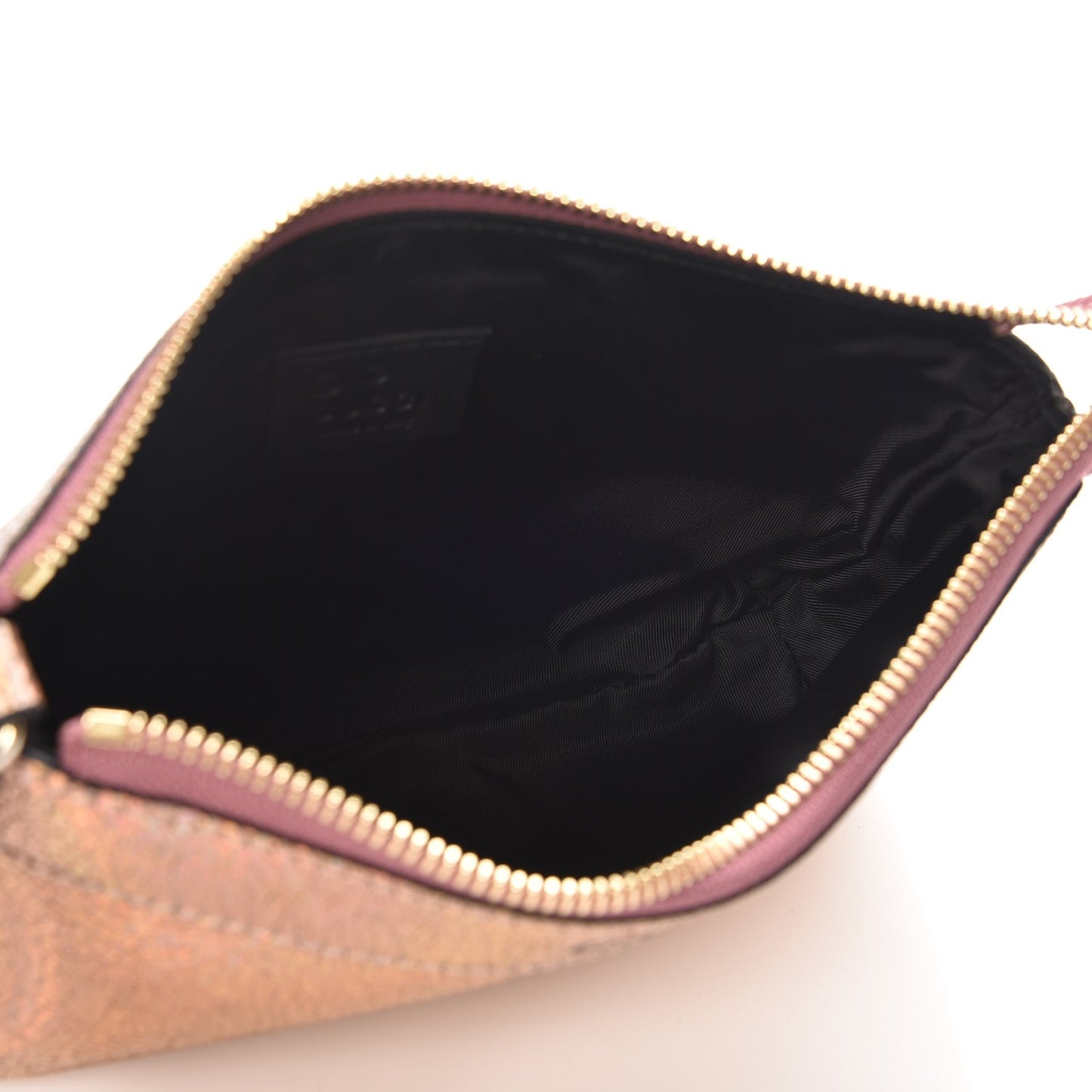 Metallic Crackled Calfskin Wristlet Salmone