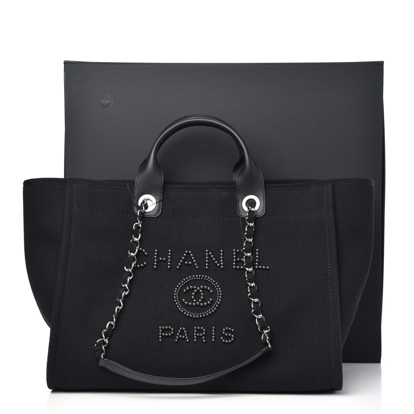 Canvas Pearl Medium Deauville Tote Black