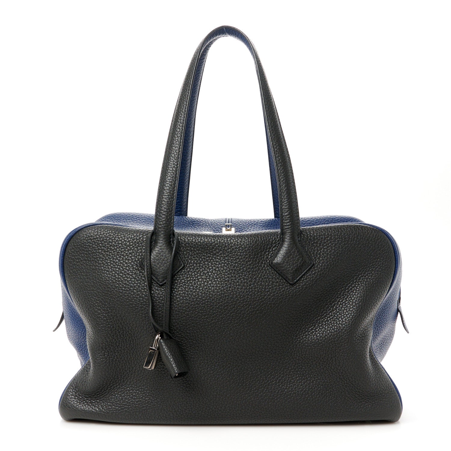Hermes Taurillon Clemence Victoria II 35 Black Bleu De Malte 1 of 11