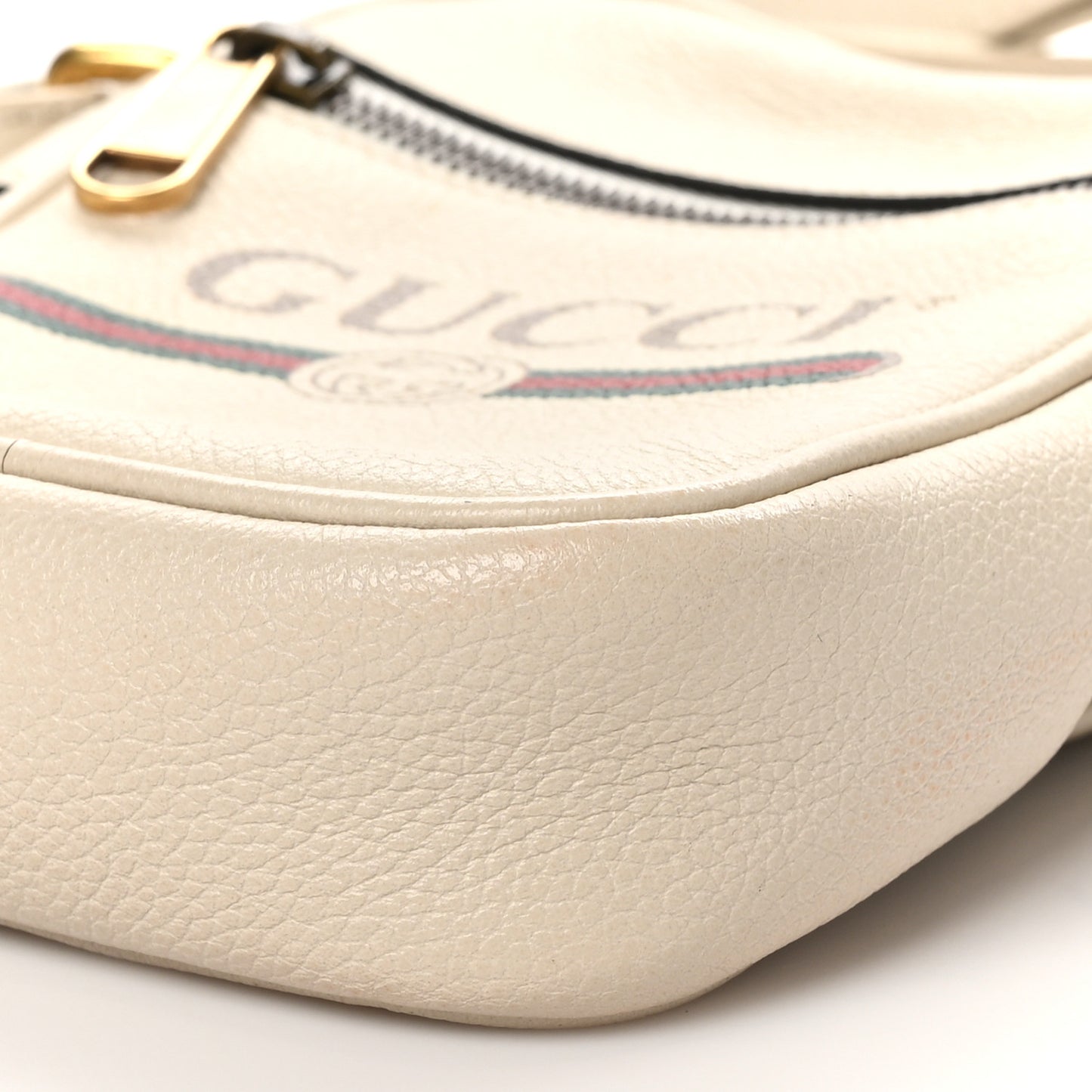 Grained Calfskin Mini Logo Messenger Bag White