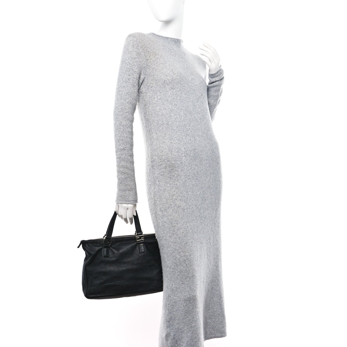 Crinkled Lambskin Zip Tote Black
