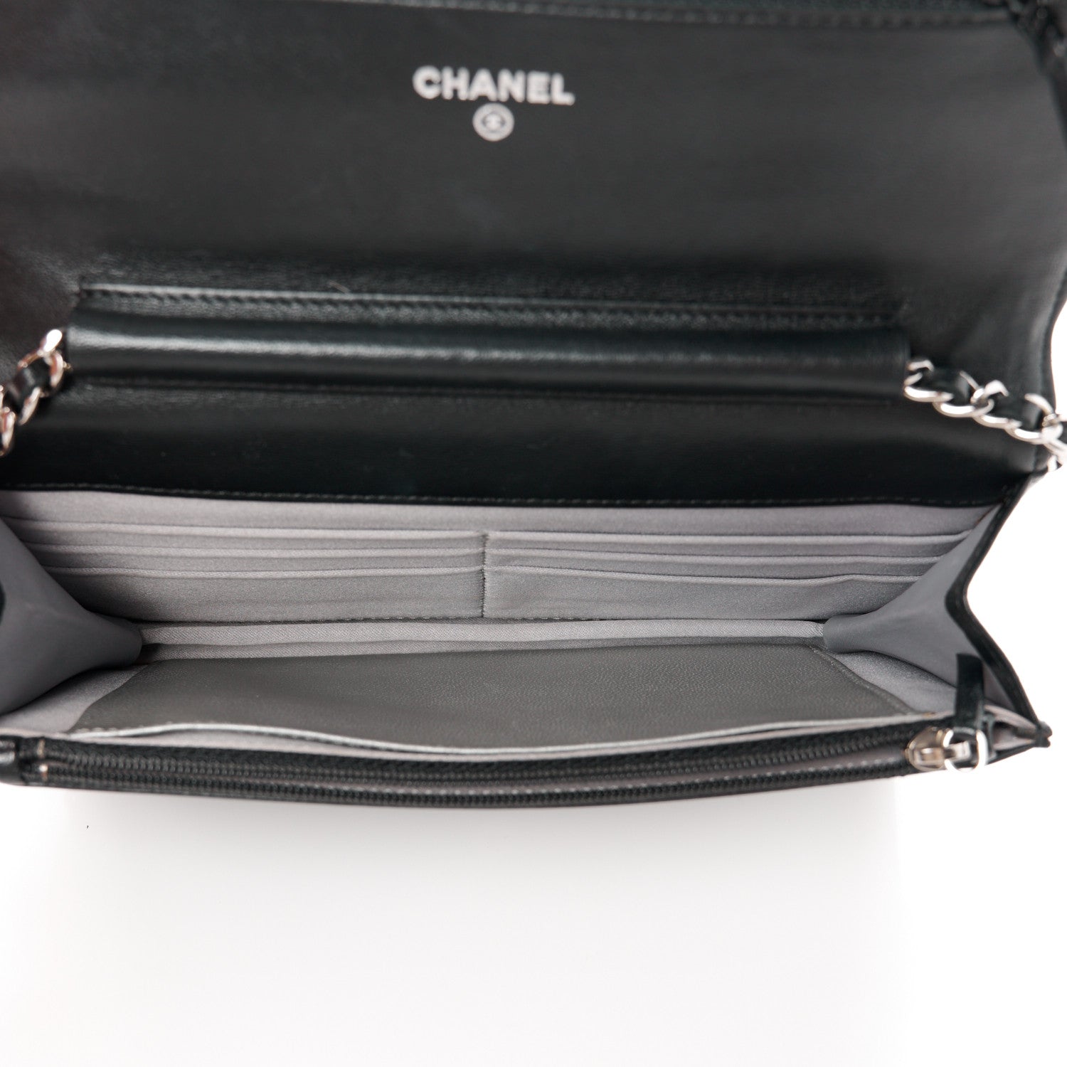Chanel Lambskin Camellia Embossed Wallet on Chain WOC Black 5 of 12