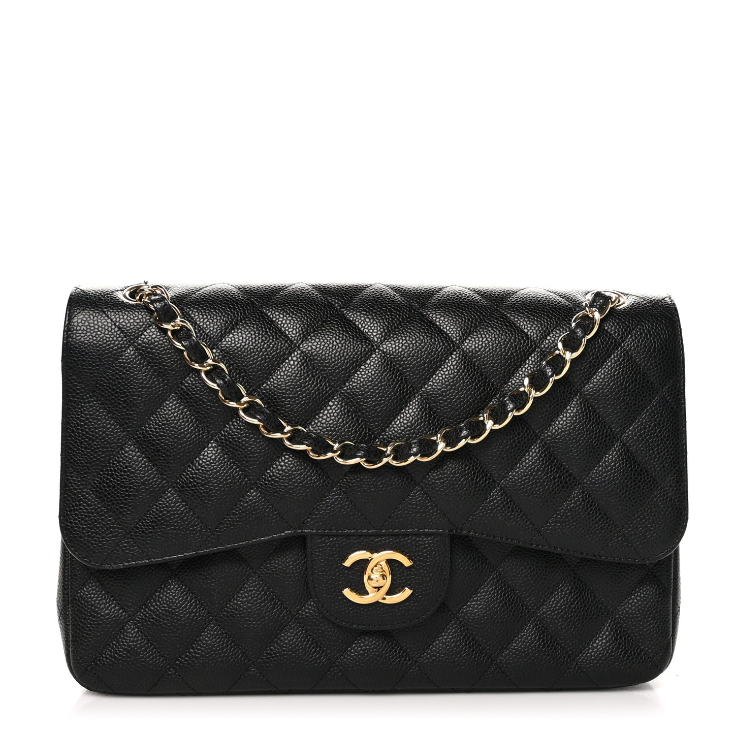 Caviar Quilted Jumbo Double Flap Black