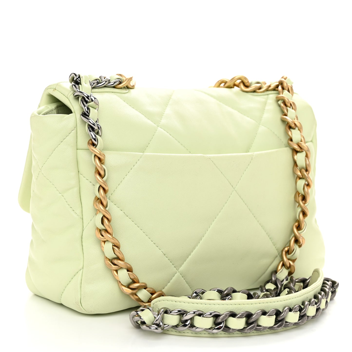 Lambskin Quilted Medium Chanel 19 Flap Light Green