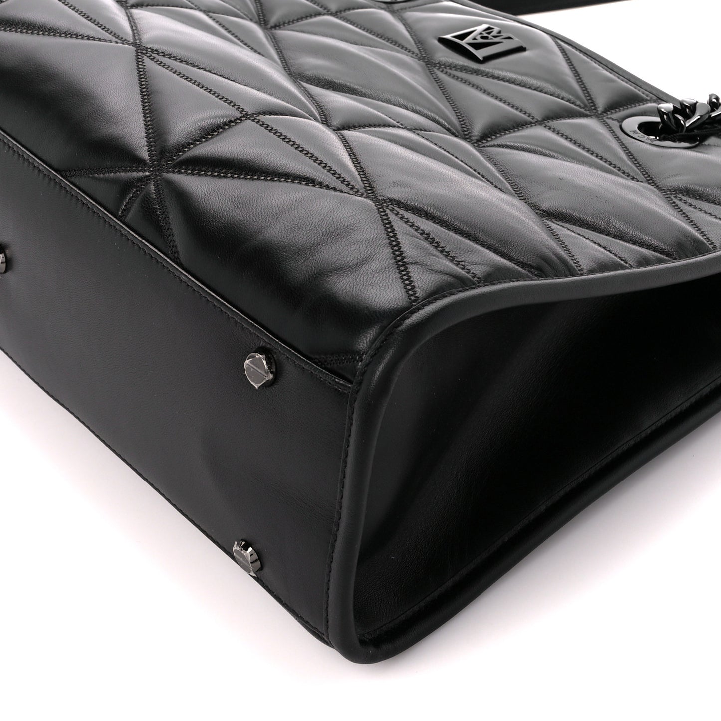 Lambskin Cloud Quilted Large Travia Tote Black
