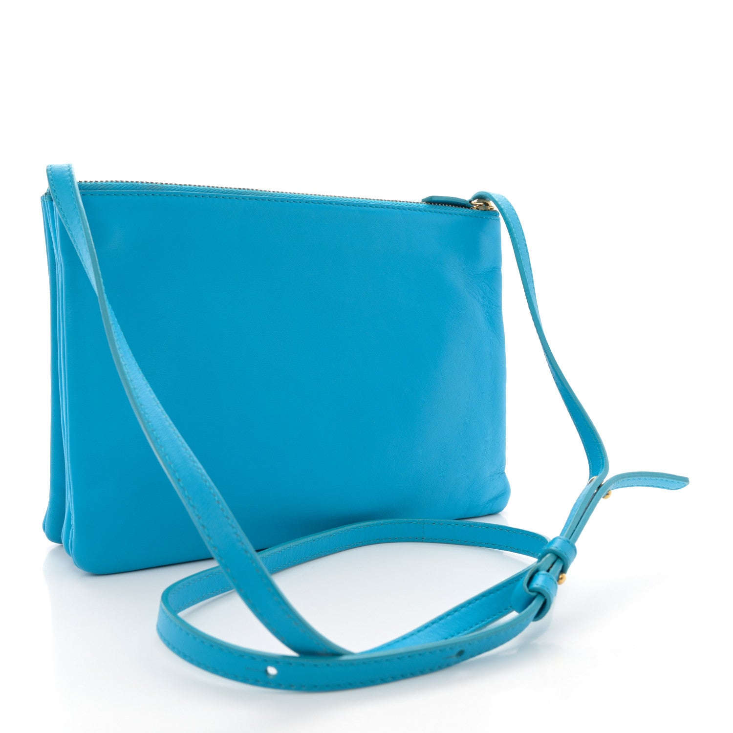 Celine Lambskin Large Trio Crossbody Bag Turquoise 3 of 10