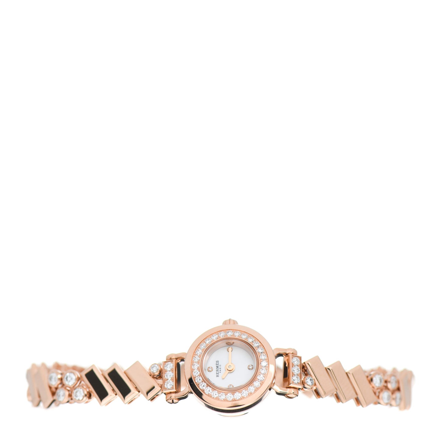 18K Rose Gold Diamond Mother of Pearl 16mm Faubourg Polka Quartz Watch