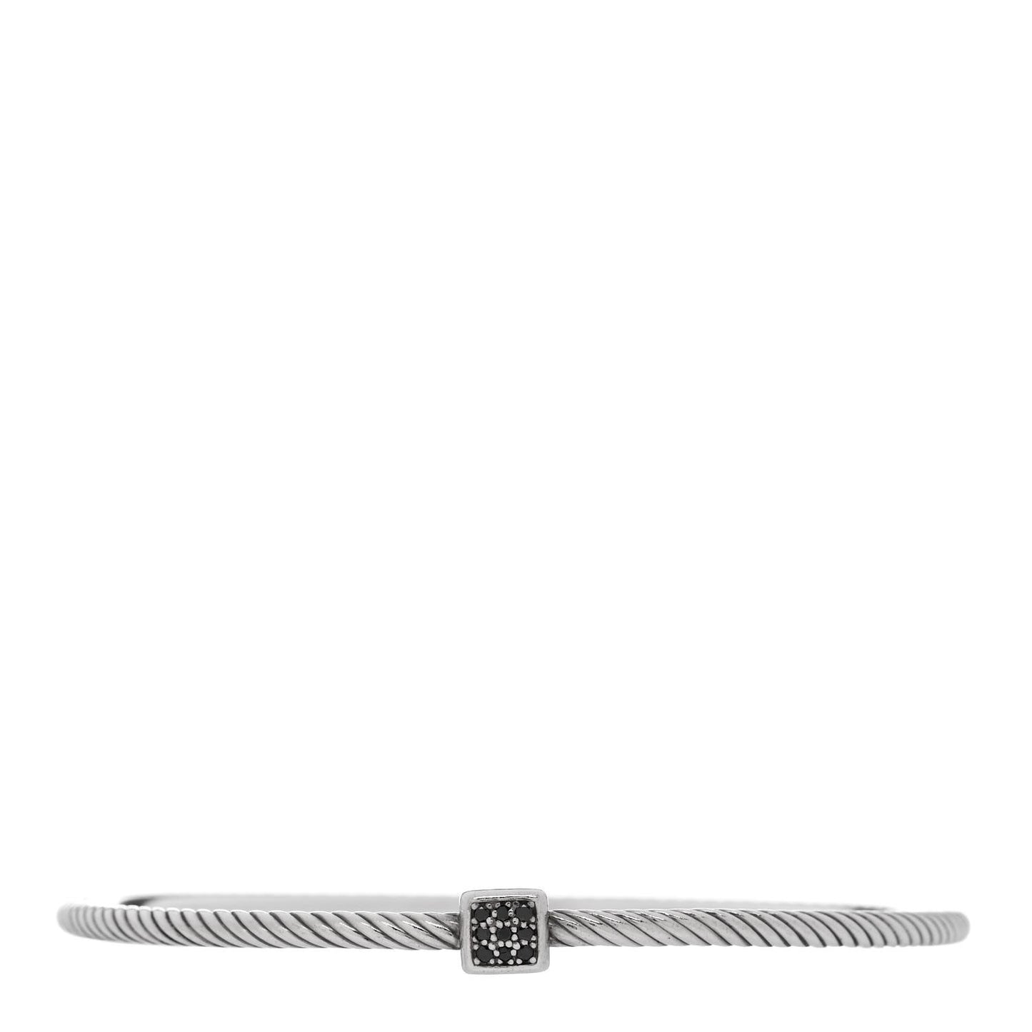Sterling Silver Black Diamond 3mm Square Cable Wire Bangle