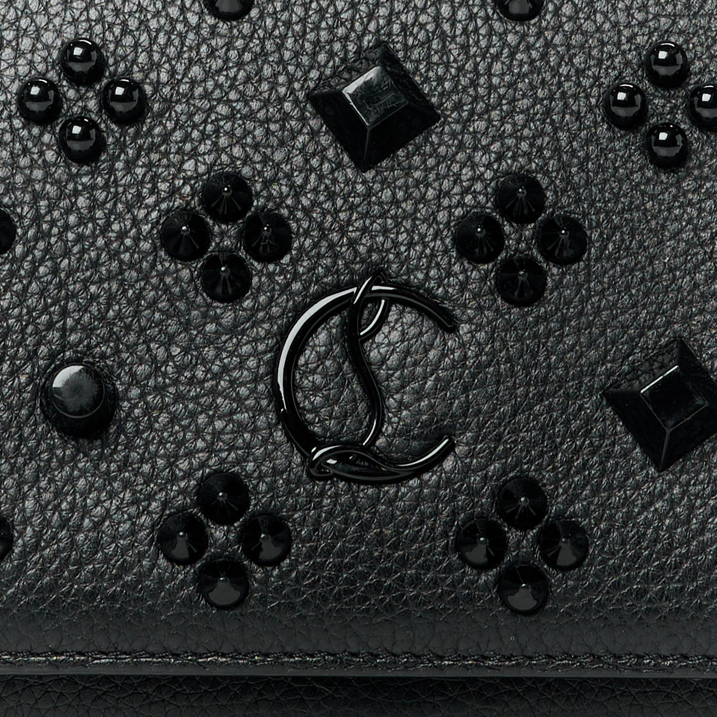 Calfskin Spikes Loubinthesky Paloma Clutch Black