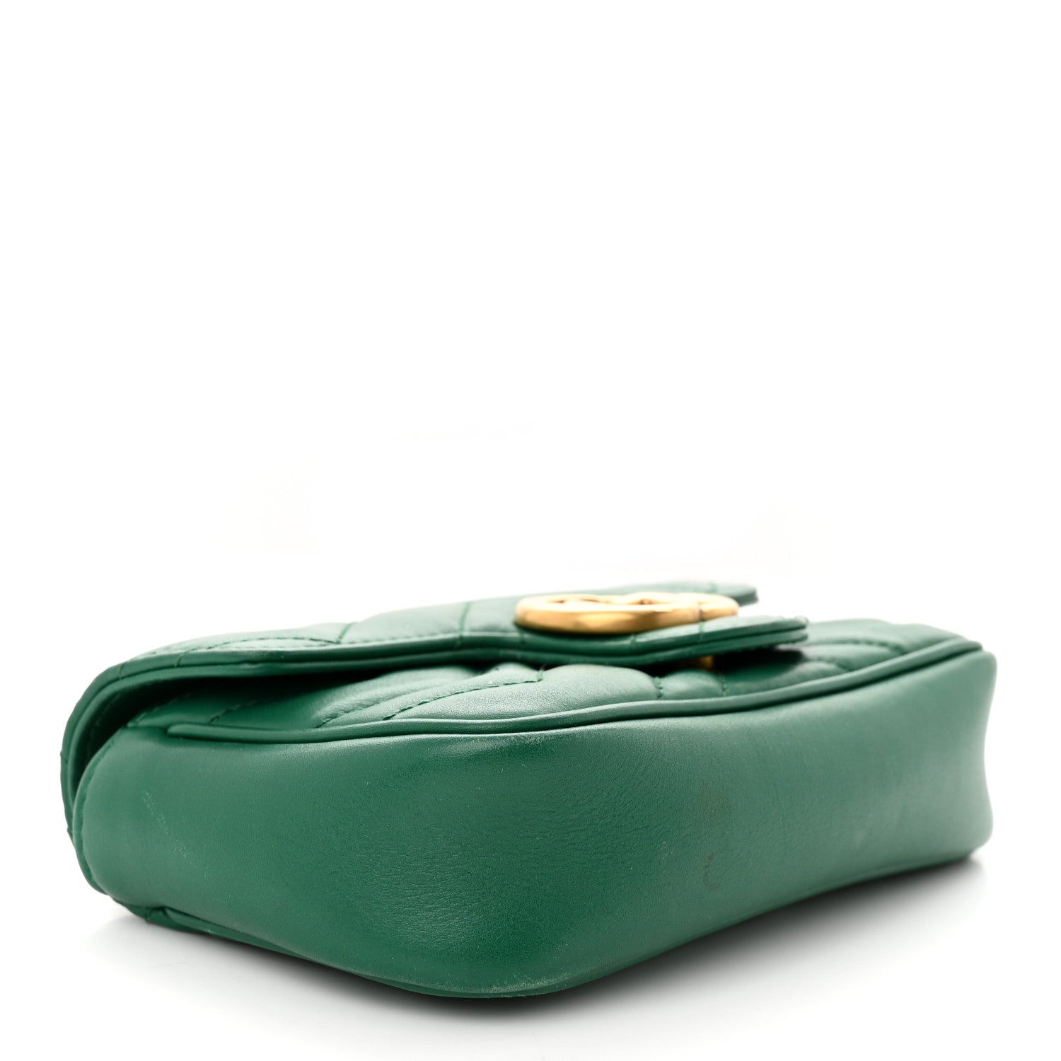 Gucci Calfskin Matelasse Super Mini GG Marmont Shoulder Bag Emerald Green 4 of 14