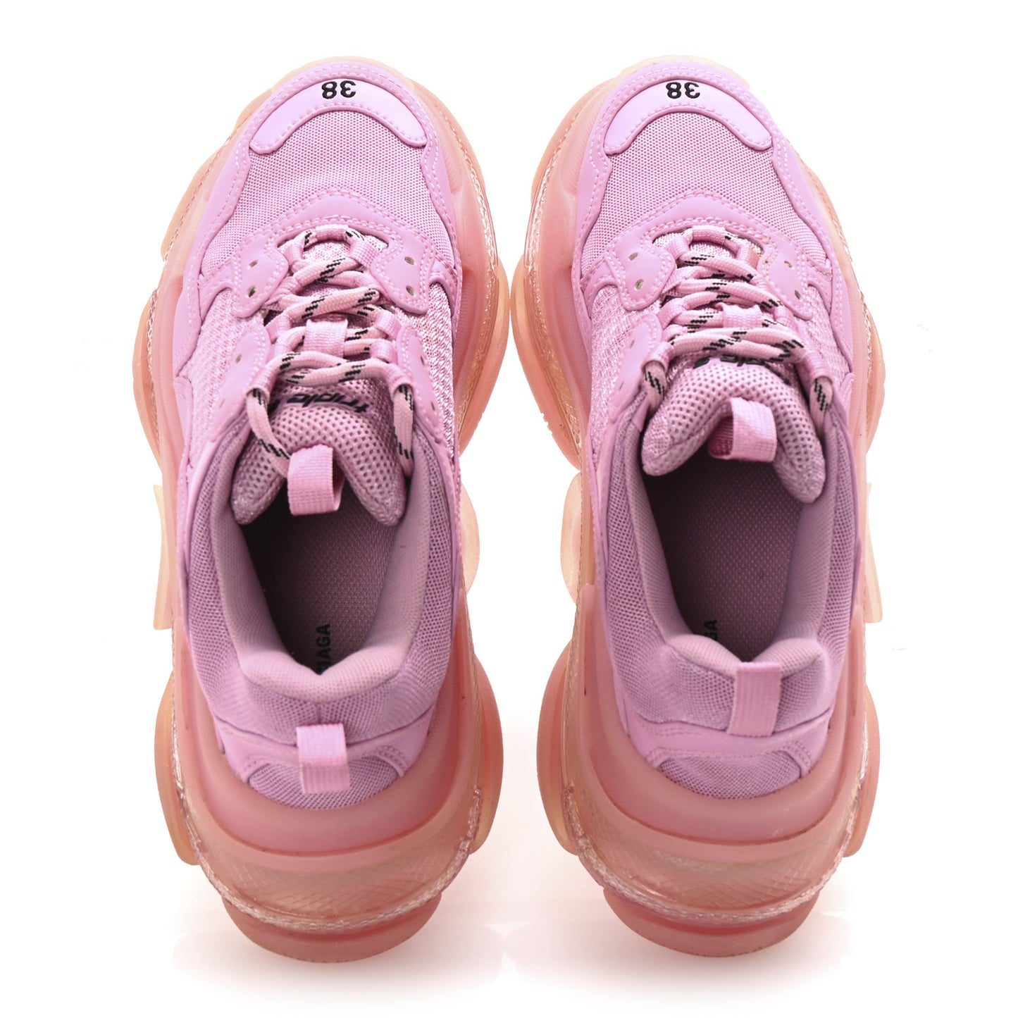 Fabric Mesh Clear Sole Womens Triple S Sneakers 38 Pink