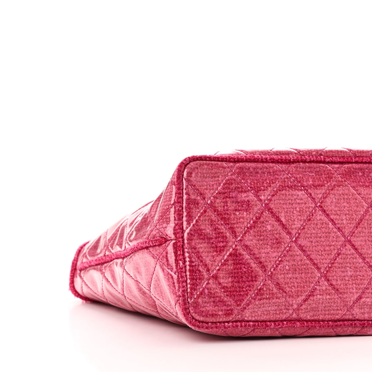 Vinyl Quilted Funny Tweed Tote Fuchsia