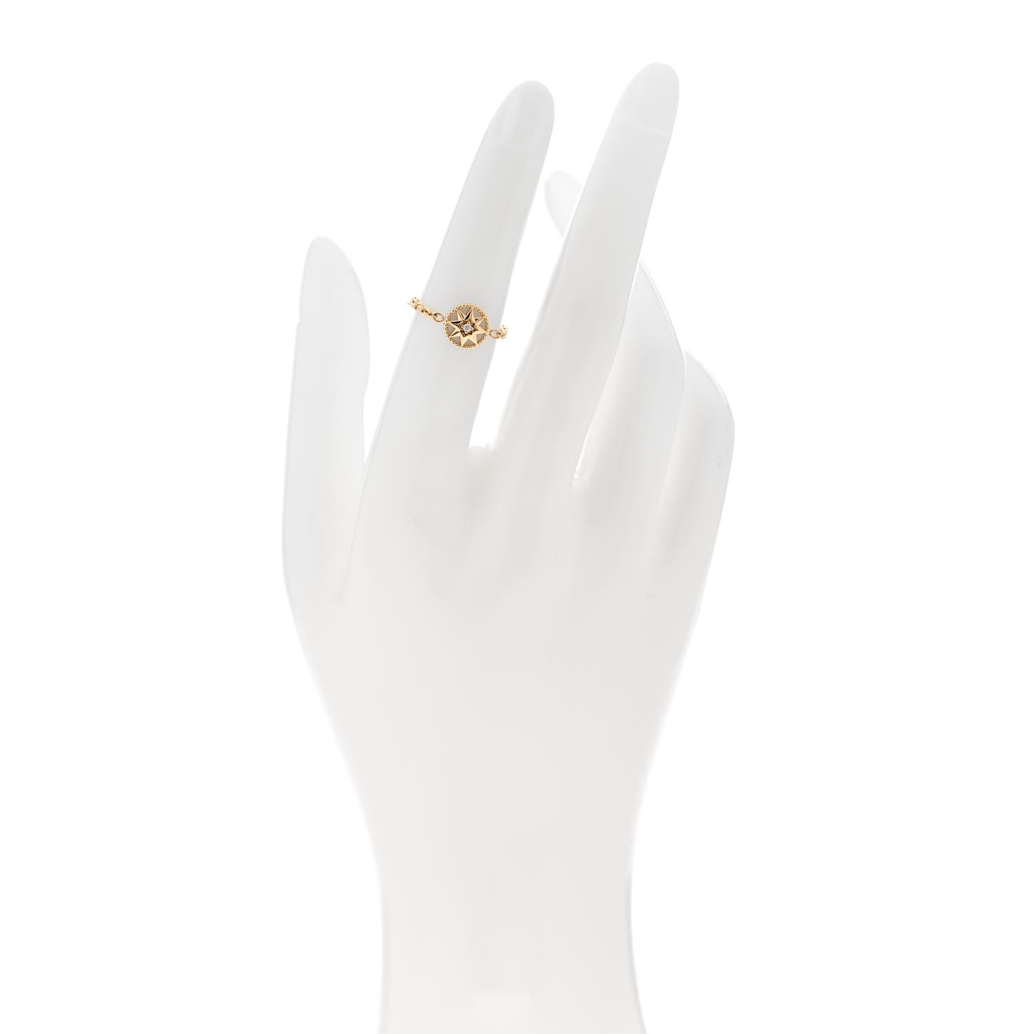 Christian Dior 18K Yellow Gold Diamond Mother of Pearl Rose Des Vents Ring 49 4.75 2 of 5