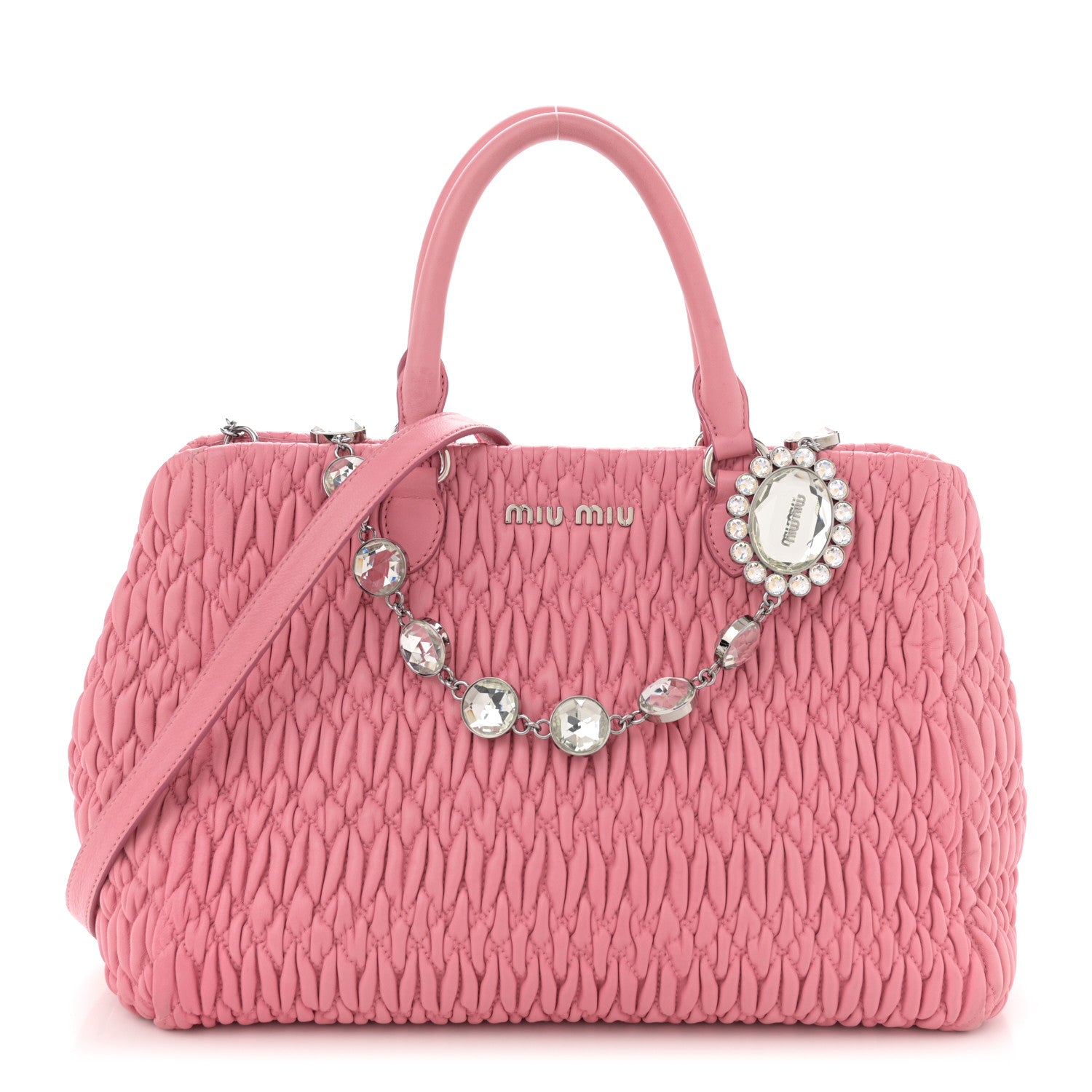 Miu Miu Nappa Matelasse Swarovski Crystal Tote Rosa 1 of 14