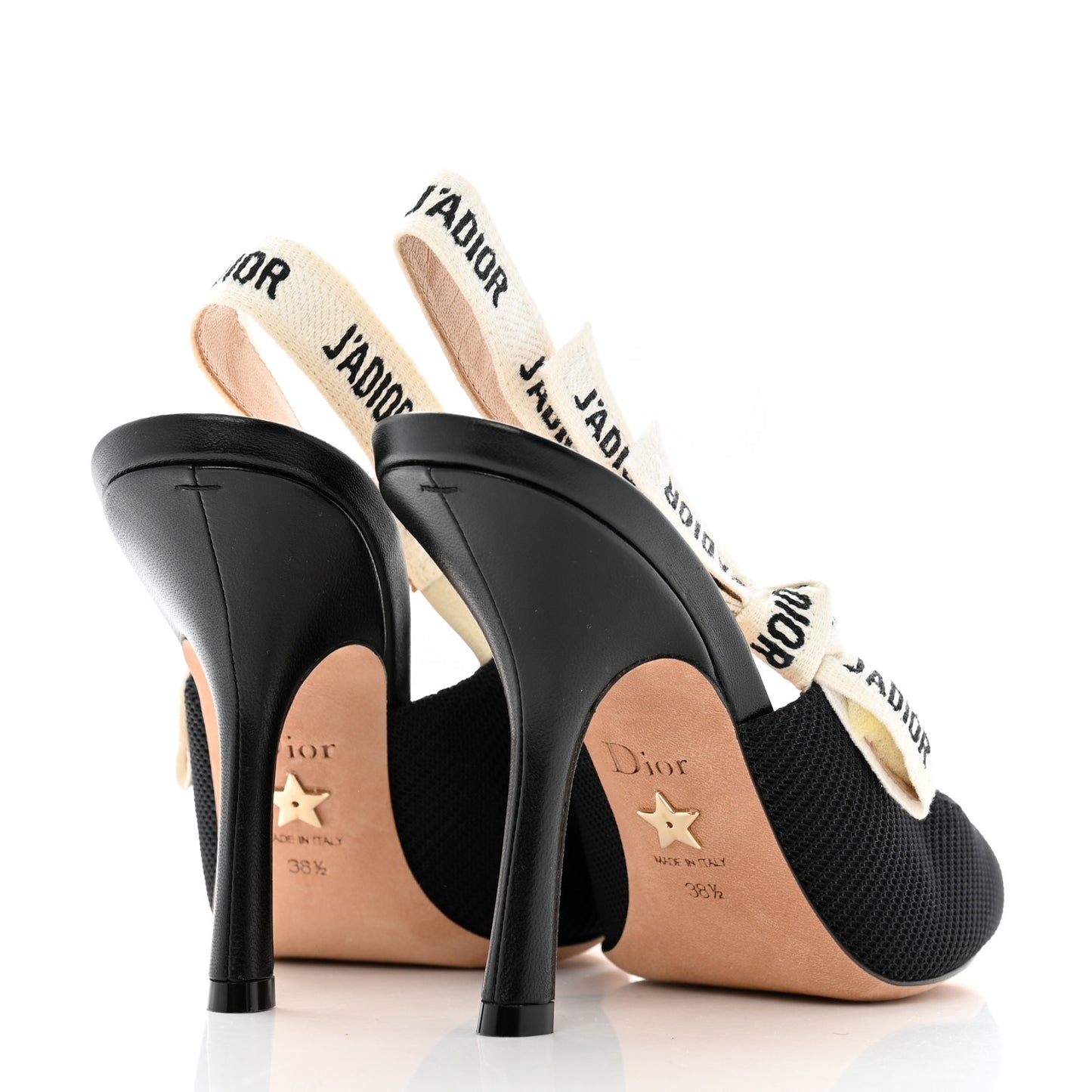 Technical Canvas Ribbon J'Adior Slingback 100mm Pumps 38.5 Black