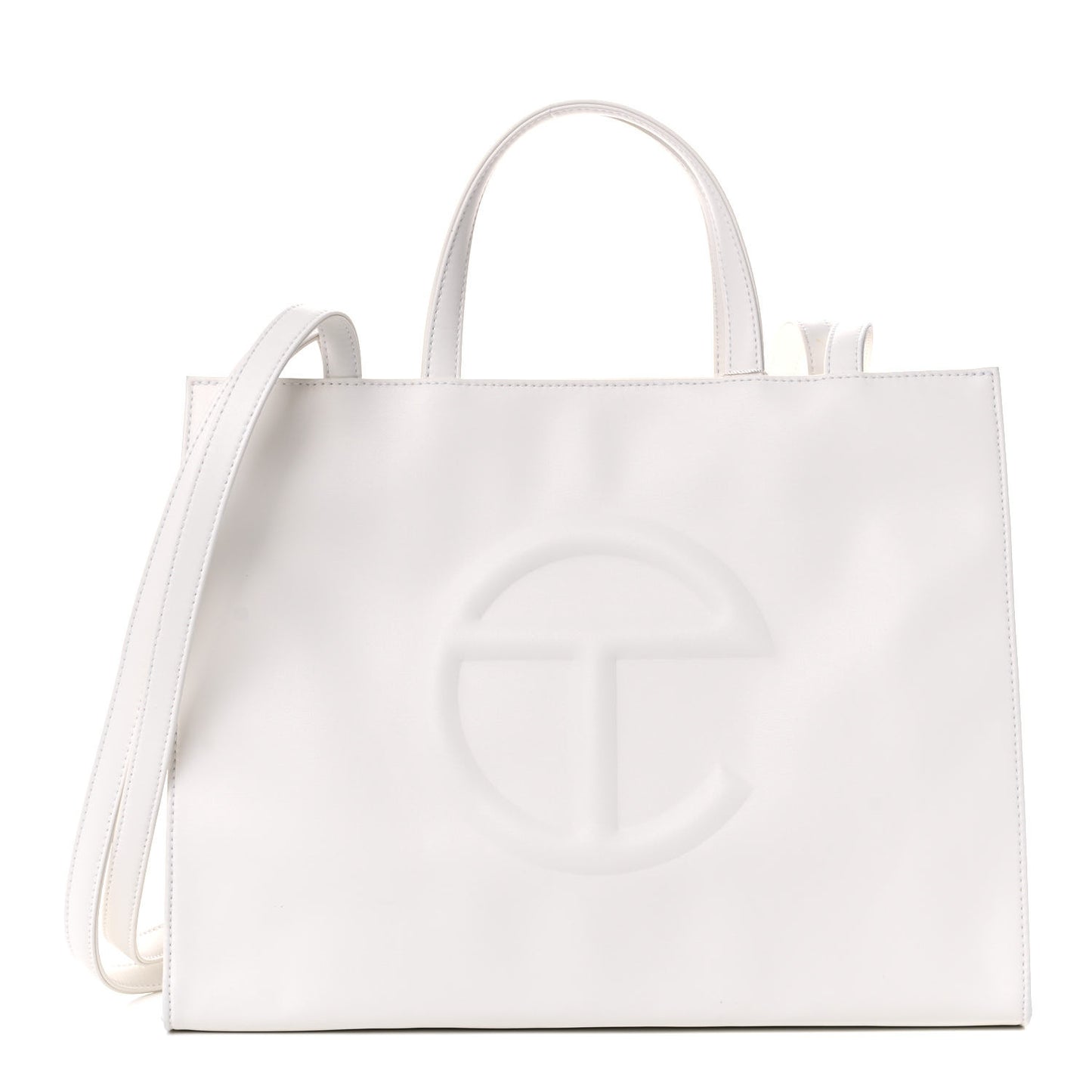 Vegan Leather Medium Shopping Bag White