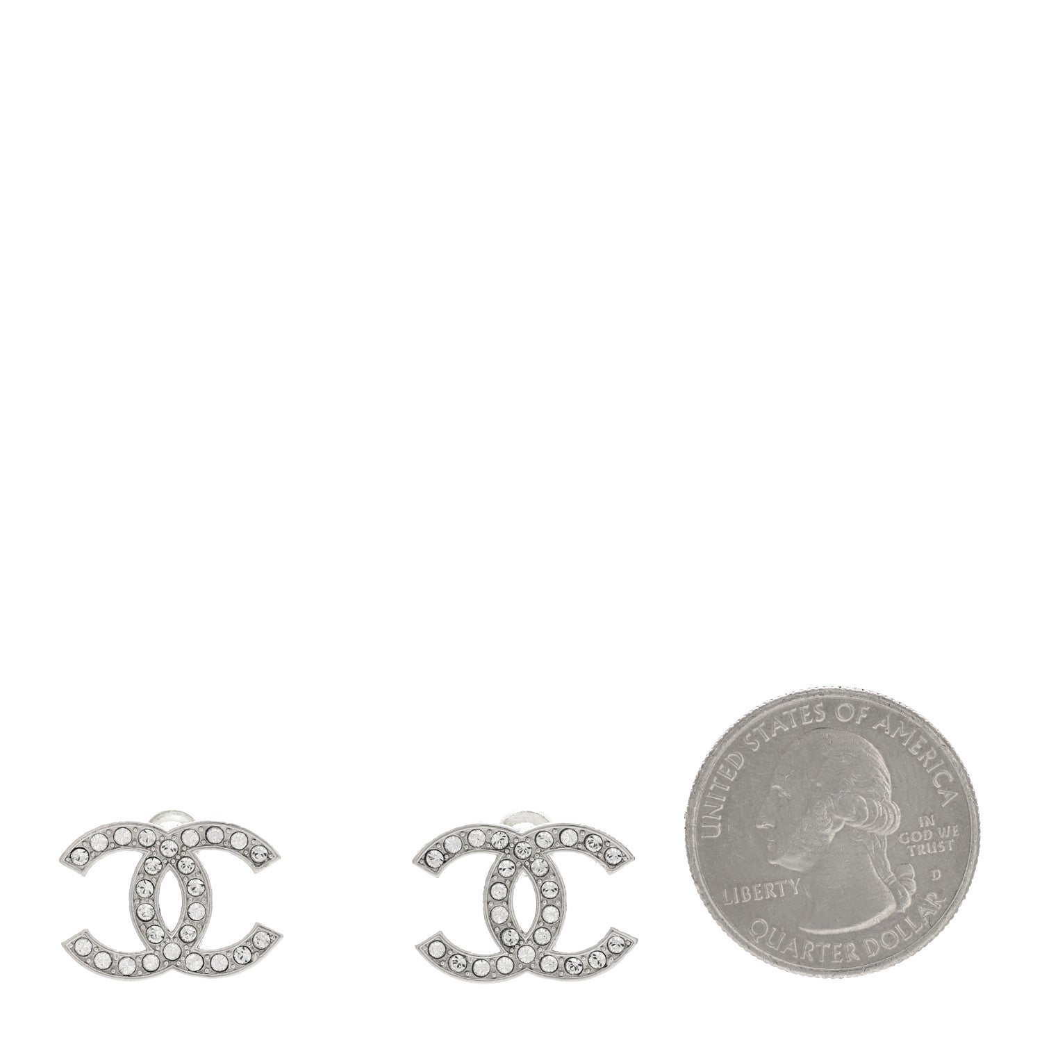 Chanel Crystal CC Earrings Silver 2 of 4