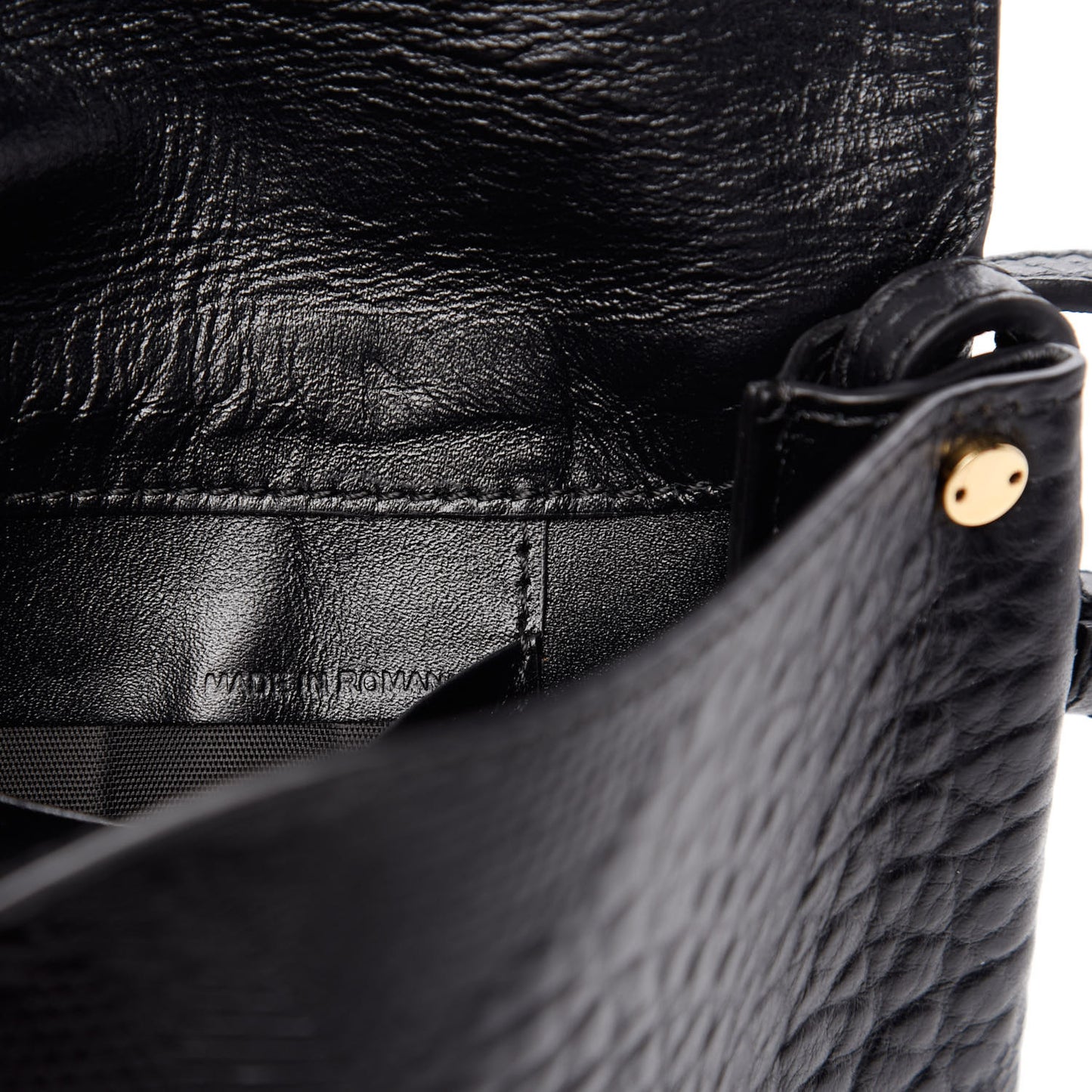Signature Grain Calfskin Check Embossed Langley Crossbody Black