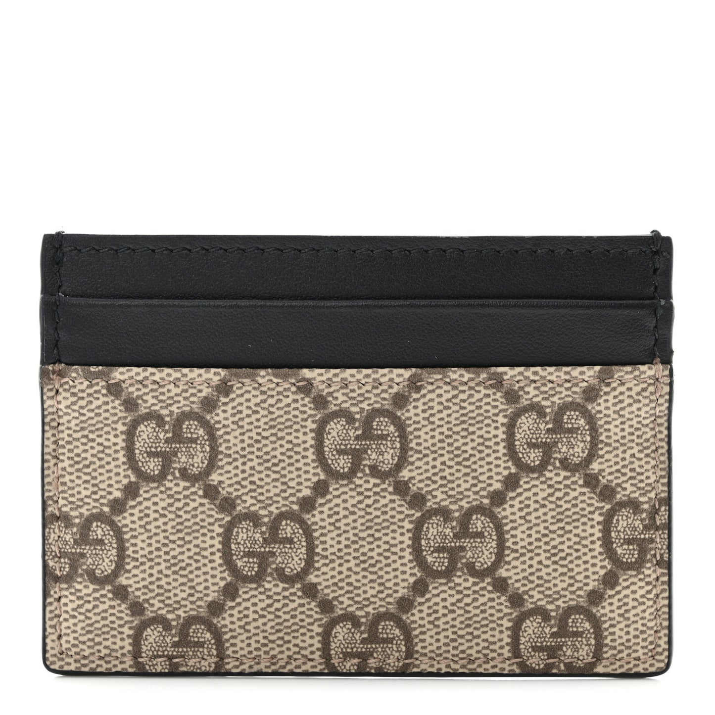 GG Supreme Monogram Calfskin Card Holder Beige Black