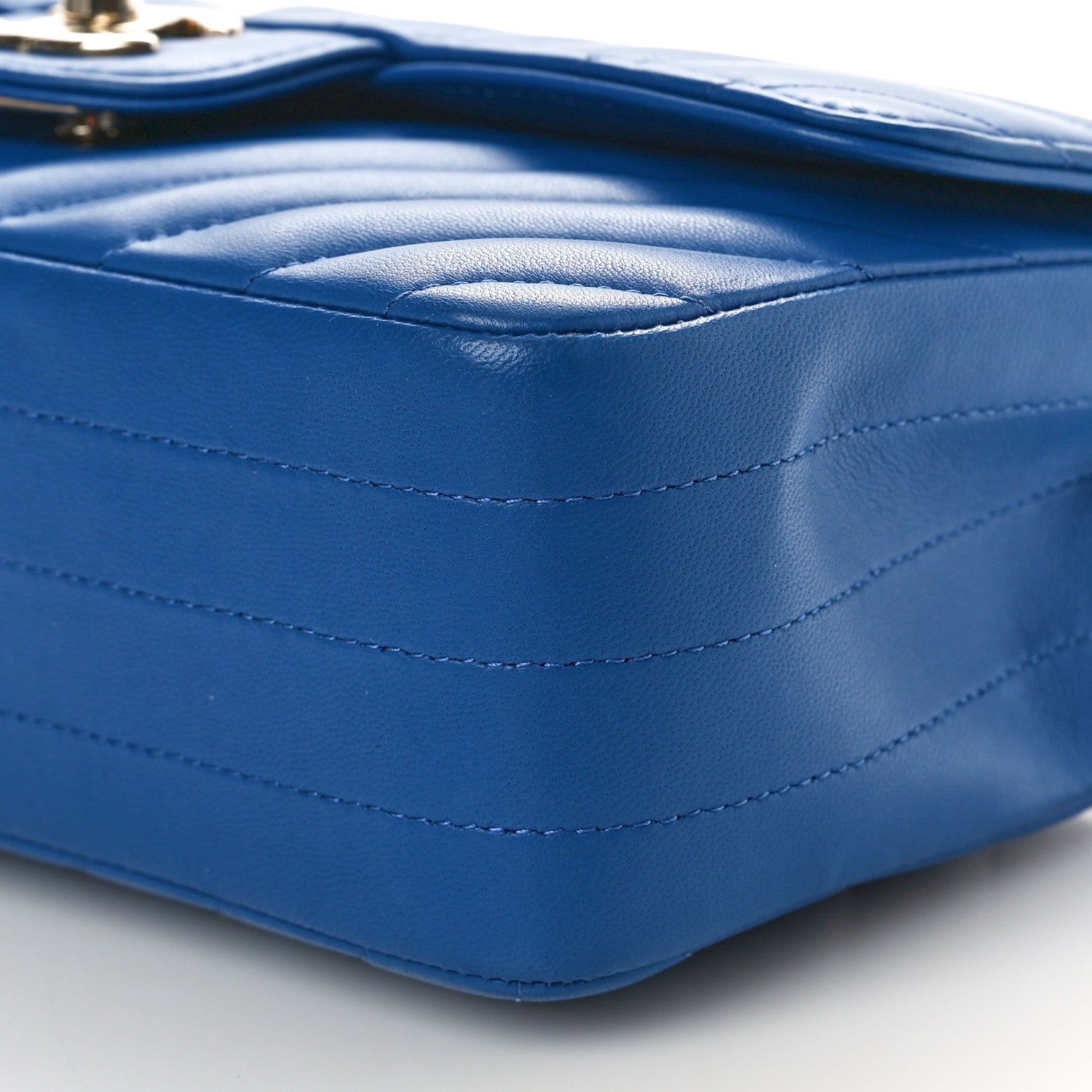 Chanel Lambskin Chevron Quilted Mini Rectangular Flap Blue 10 of 10