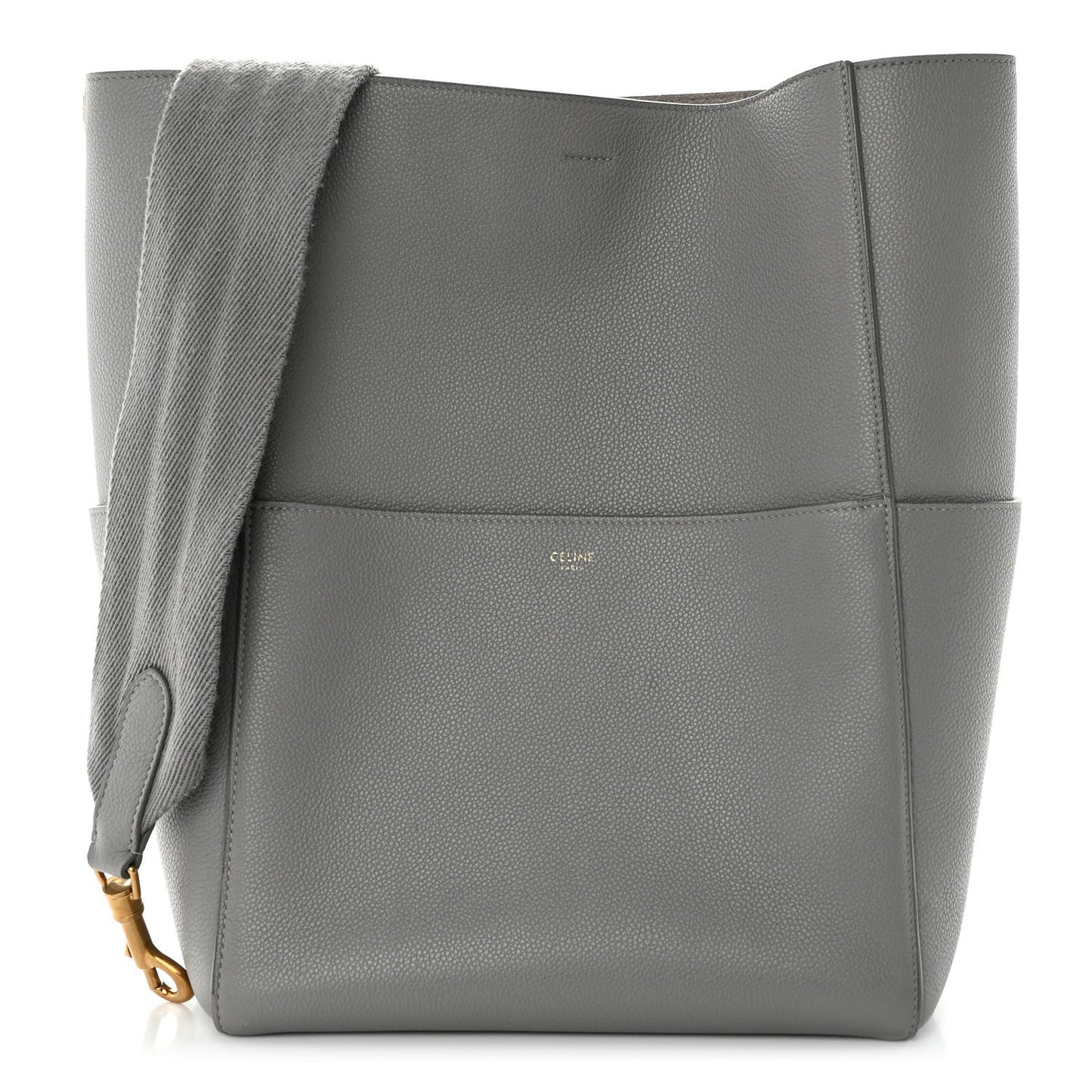 Soft Grained Calfskin Sangle Bucket Bag Cloud