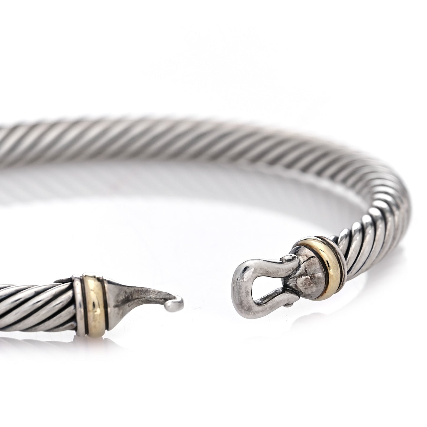Sterling Silver 18K Yellow Gold 5mm Cable Classic Buckle Bracelet
