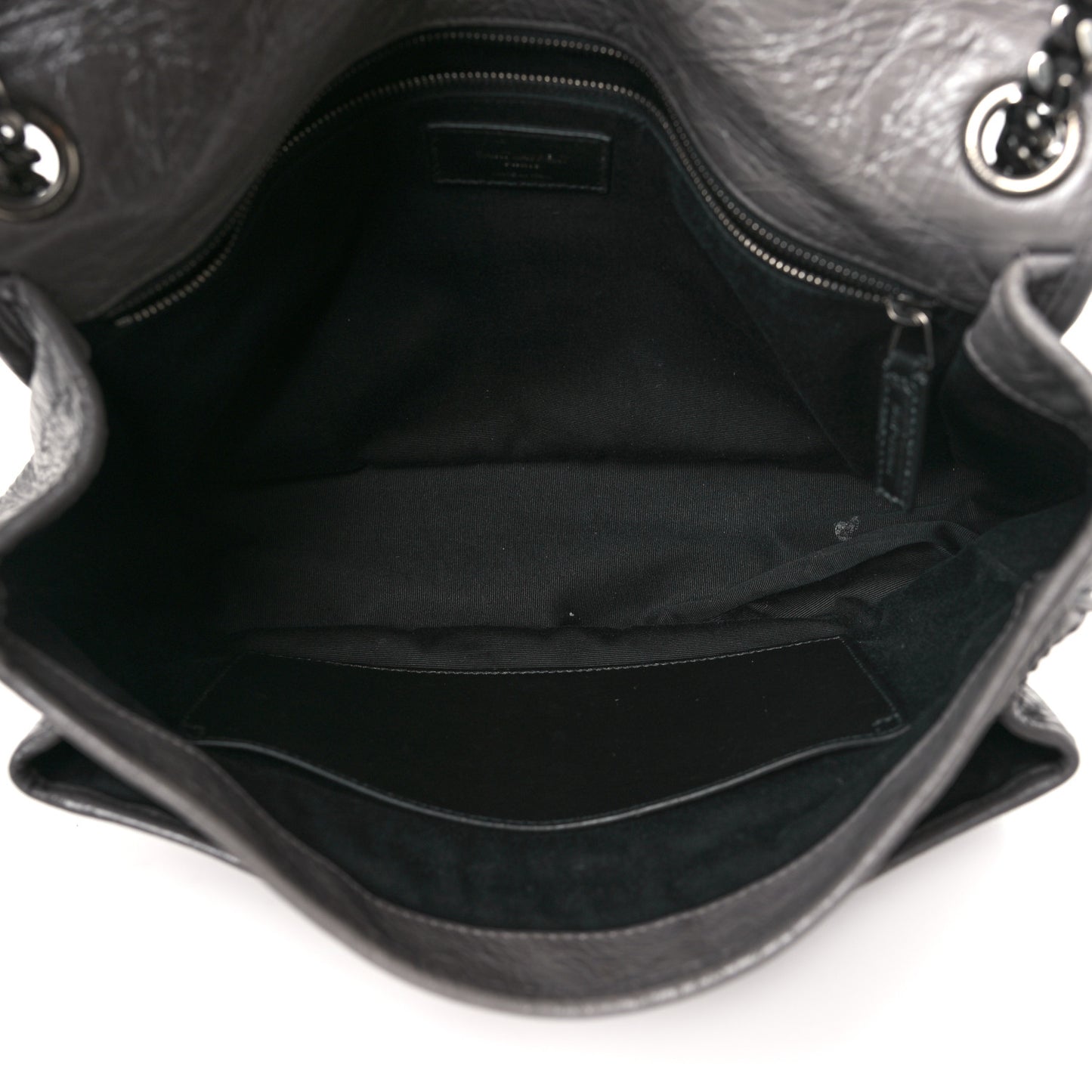 Crinkled Calfskin Matelasse Monogram Large Niki Chain Satchel Fog
